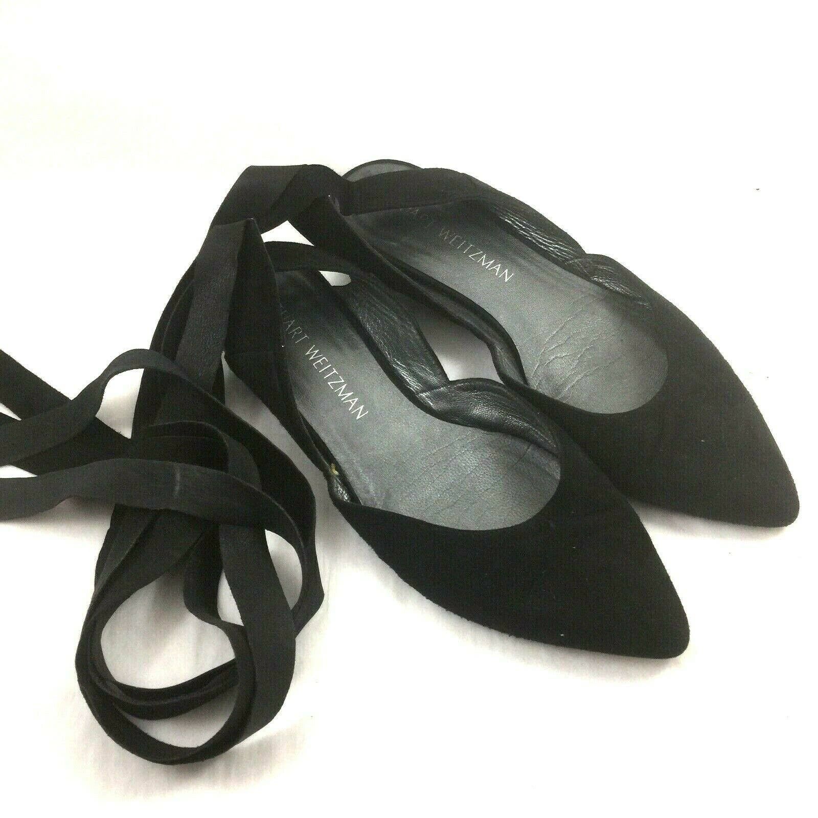 Stuart Weitzman Stuart Weitzman Black Supersonic Wrap Around Tie Flat Ballet Grailed