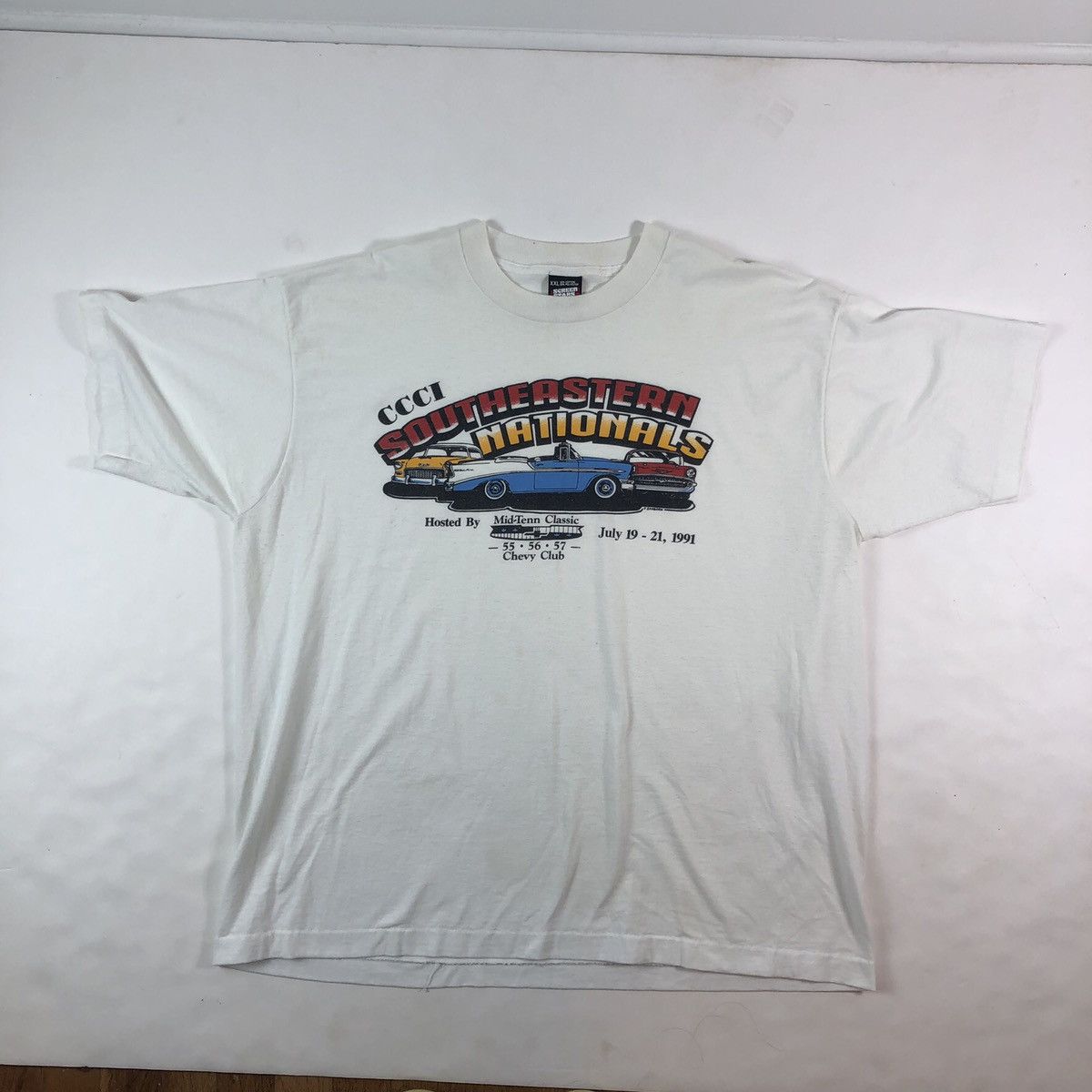 Vintage Vintage 90s Chevy Club Car Show Single Stitch T-Shirt Size US XL / EU 56 / 4 - 10 Thumbnail