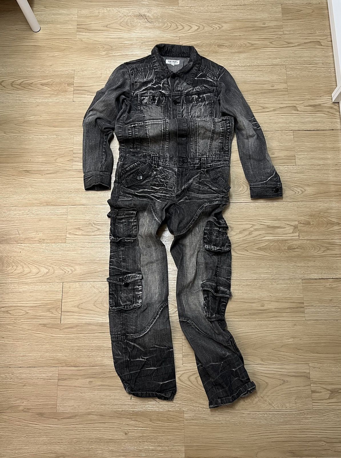Japanese Brand LowBox Tactical Multipocket Punk Style Denim Overall Size US 35 - 5 Thumbnail