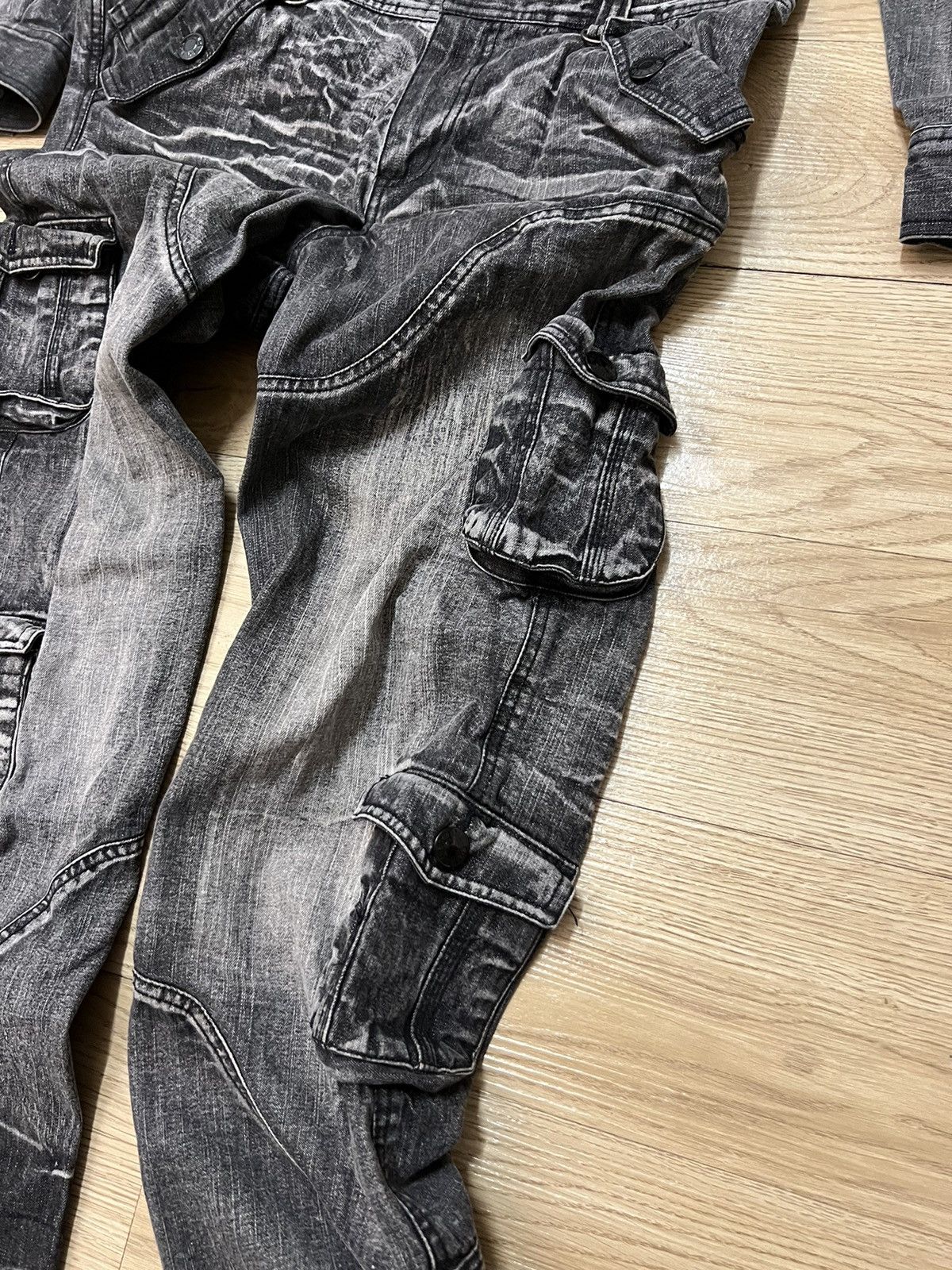 Japanese Brand LowBox Tactical Multipocket Punk Style Denim Overall Size US 35 - 10 Thumbnail