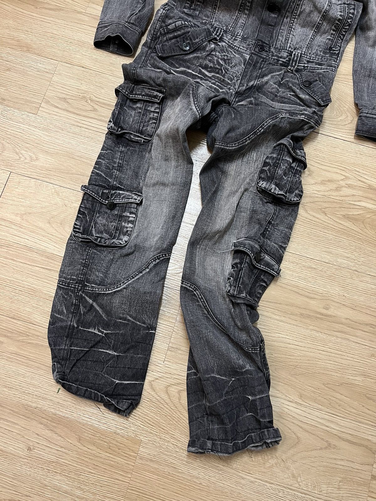 Japanese Brand LowBox Tactical Multipocket Punk Style Denim Overall Size US 35 - 9 Thumbnail