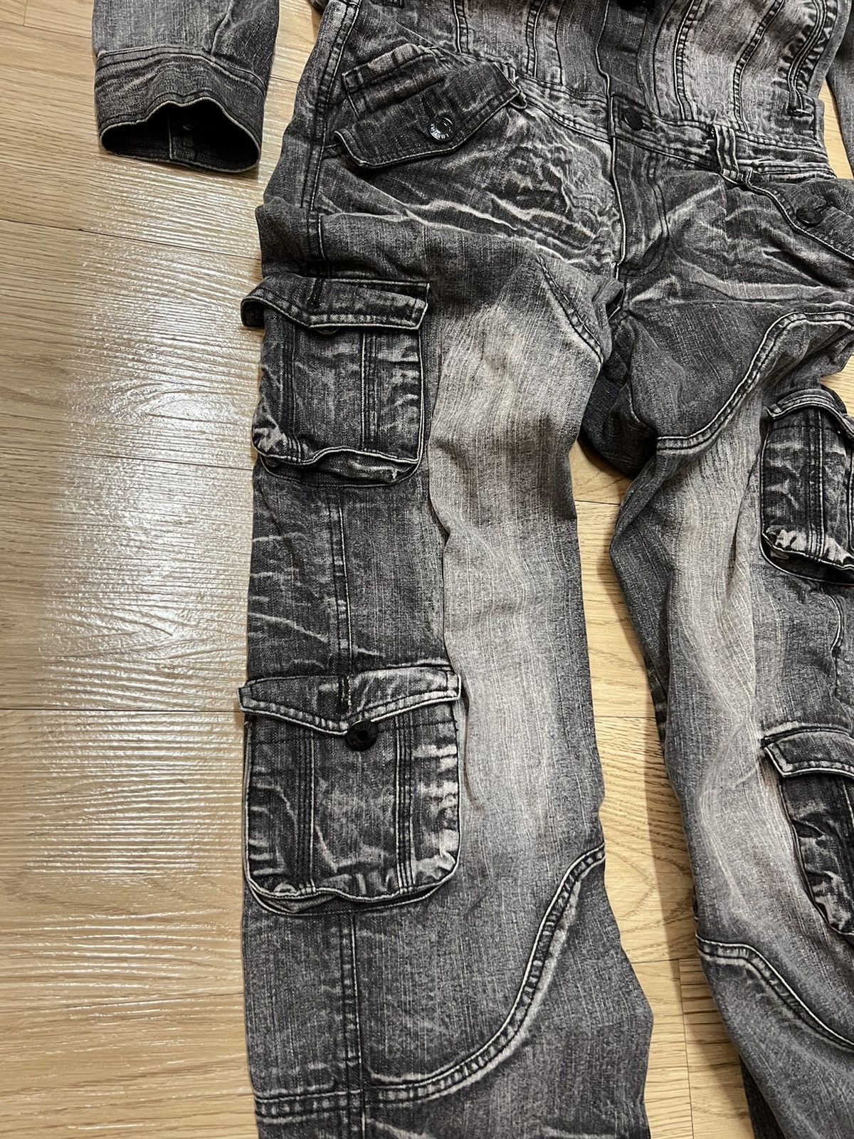 Japanese Brand LowBox Tactical Multipocket Punk Style Denim Overall Size US 35 - 11 Thumbnail