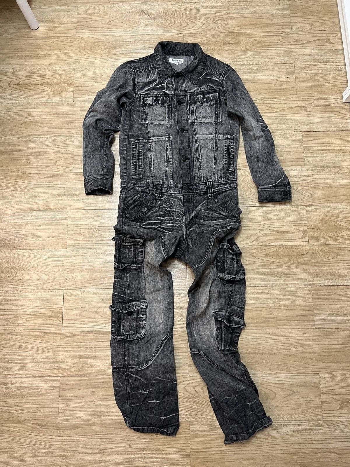 Japanese Brand LowBox Tactical Multipocket Punk Style Denim Overall Size US 35 - 3 Thumbnail