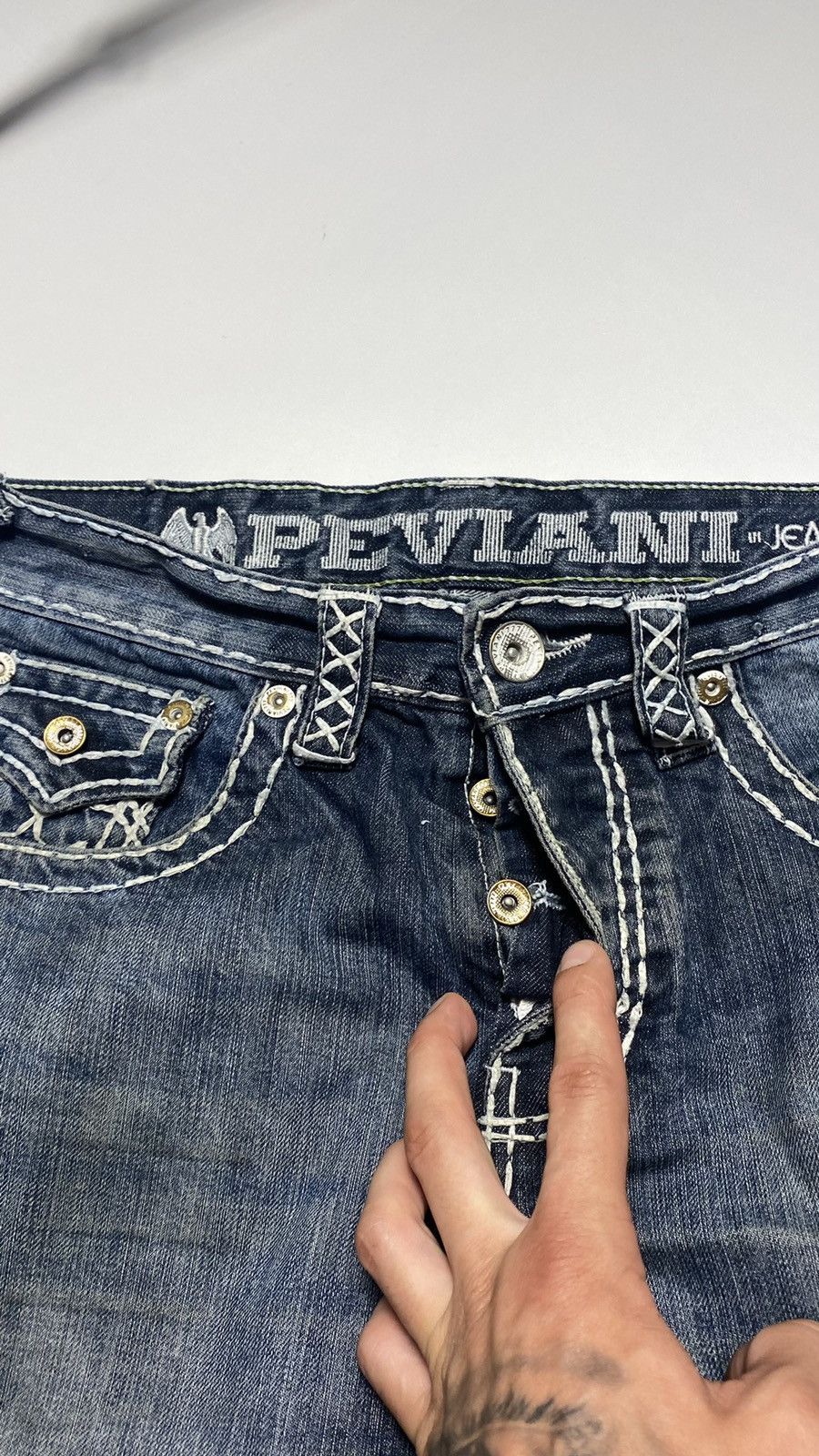 Vintage Vintage Peavini jeans Chrome Hearts True Religion style Size US 30 / EU 46 - 13 Thumbnail