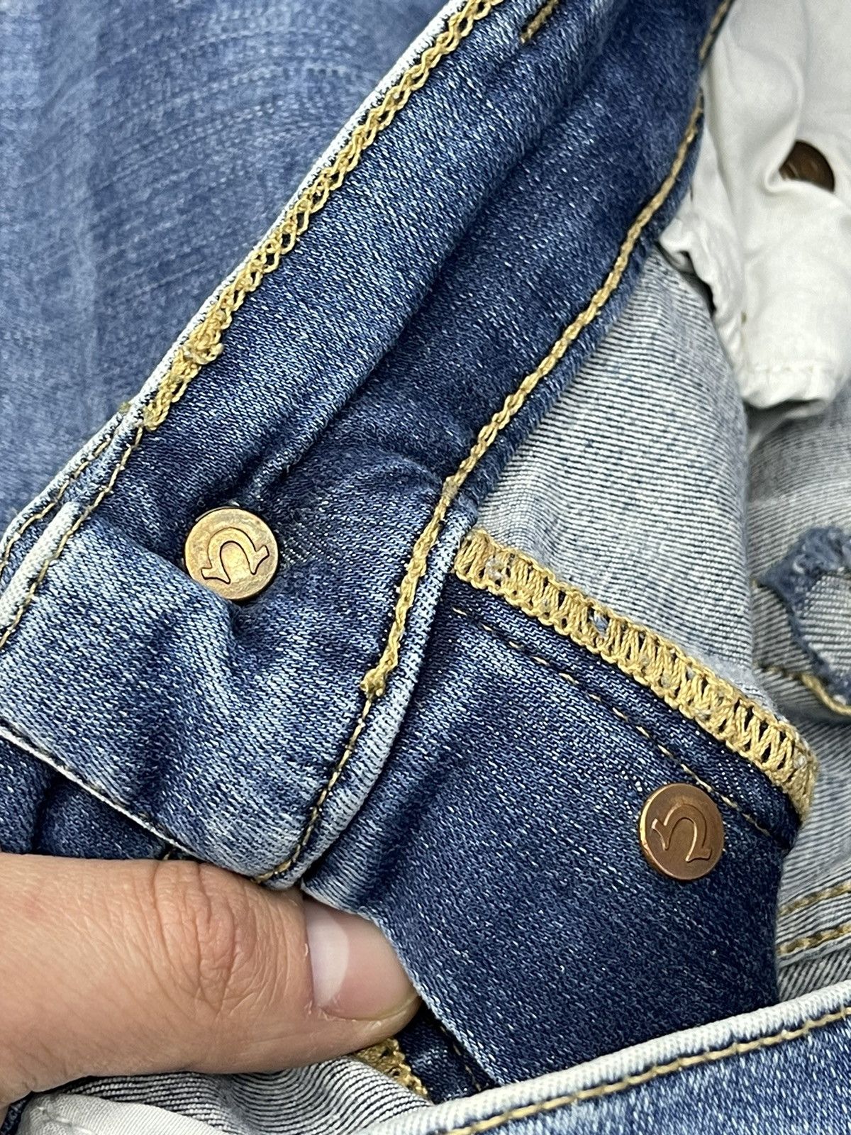 True Religion × Vintage Mens True Religion Rocco Bikes Denim Jeans Vintage Y2K Size US 34 / EU 50 - 17 Thumbnail