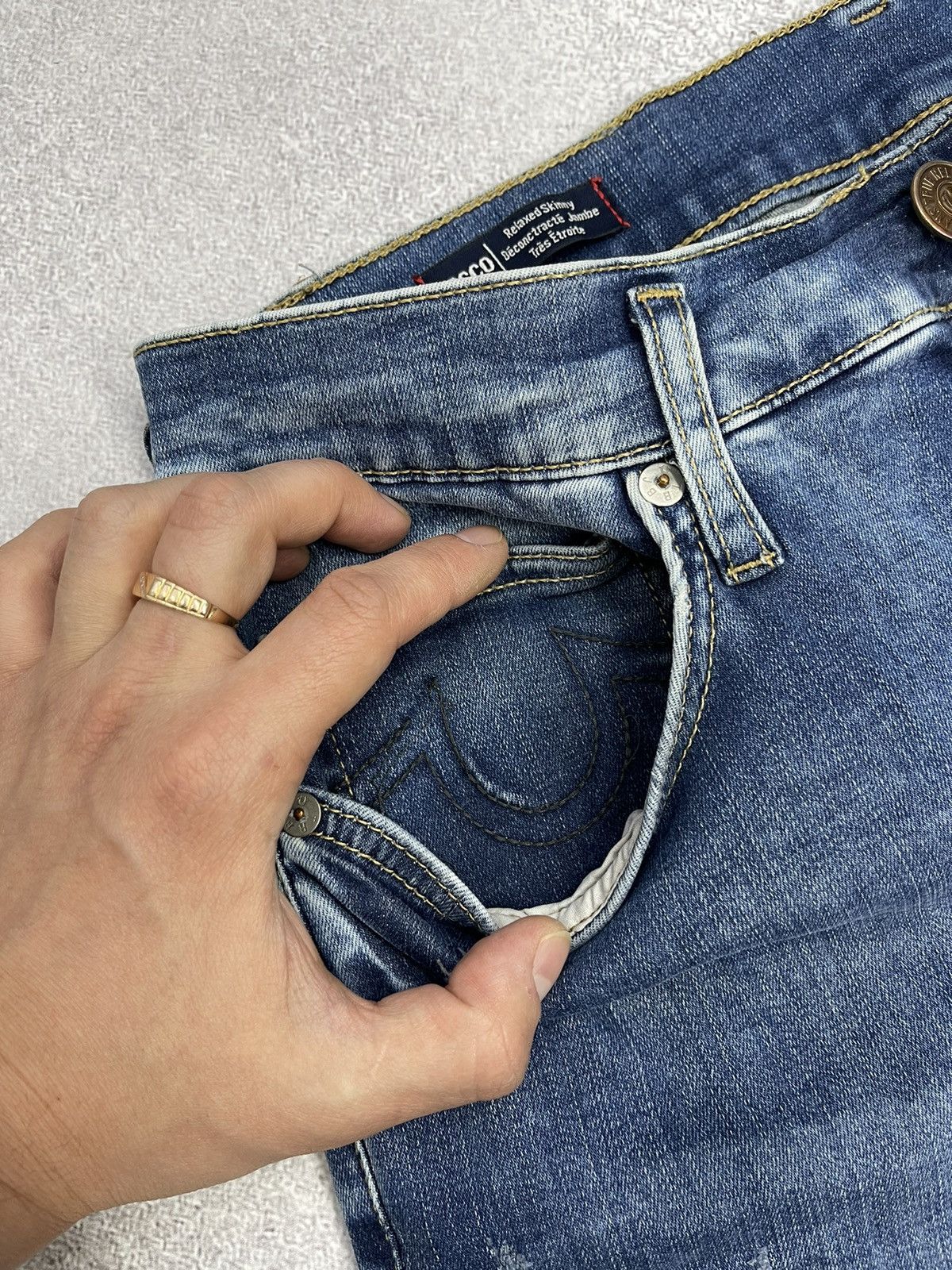 True Religion × Vintage Mens True Religion Rocco Bikes Denim Jeans Vintage Y2K Size US 34 / EU 50 - 15 Thumbnail