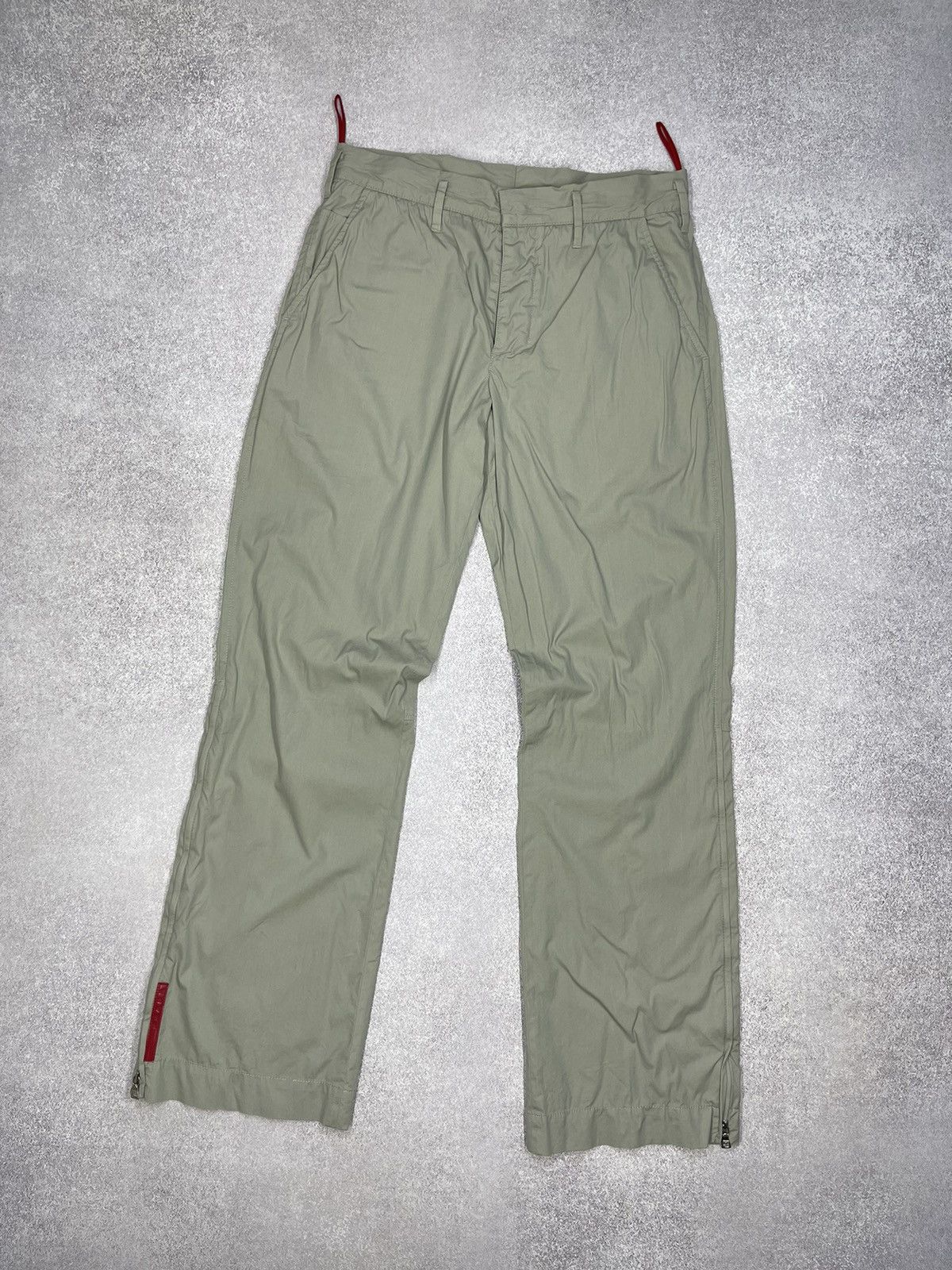 image of Women Prada Italy Red Tab Pants Luxury in Beige (Size 30)