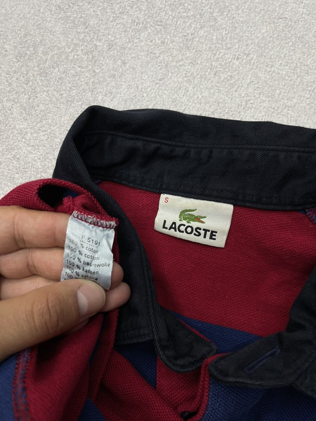 Lacoste Vintage Lacoste Rugby Polo Longsleeve Striped Big Logo Size US S / EU 44-46 / 1 - 6 Thumbnail