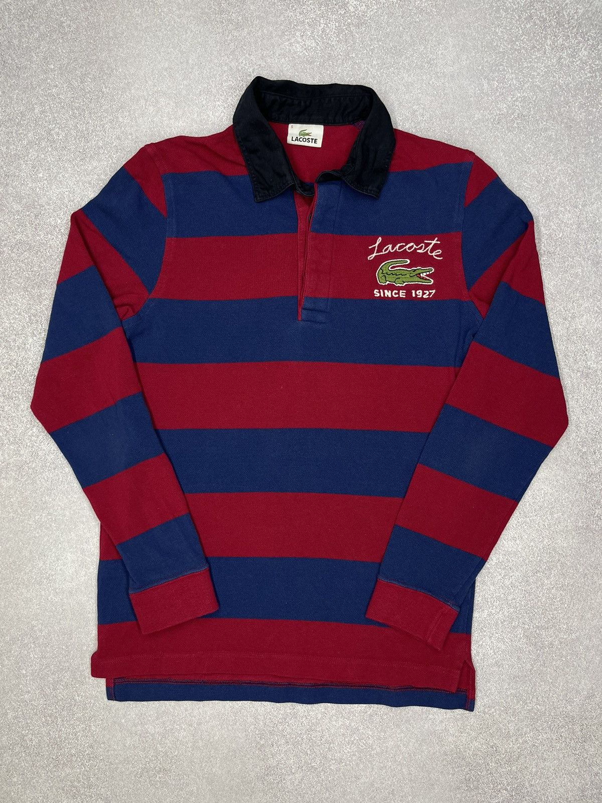Lacoste Vintage Lacoste Rugby Polo Longsleeve Striped Big Logo Size US S / EU 44-46 / 1 - 2 Thumbnail