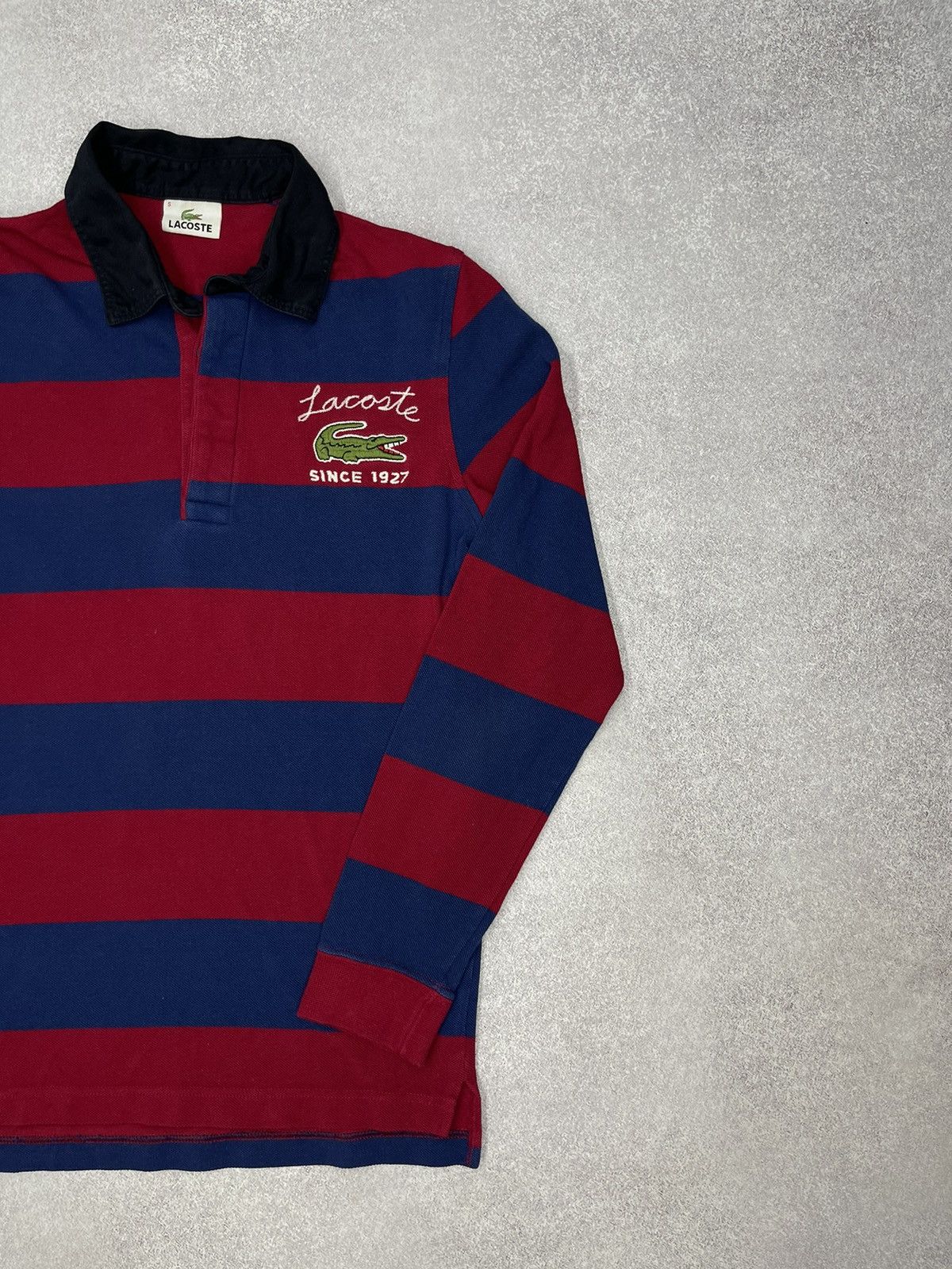 Lacoste Vintage Lacoste Rugby Polo Longsleeve Striped Big Logo Size US S / EU 44-46 / 1 - 3 Thumbnail
