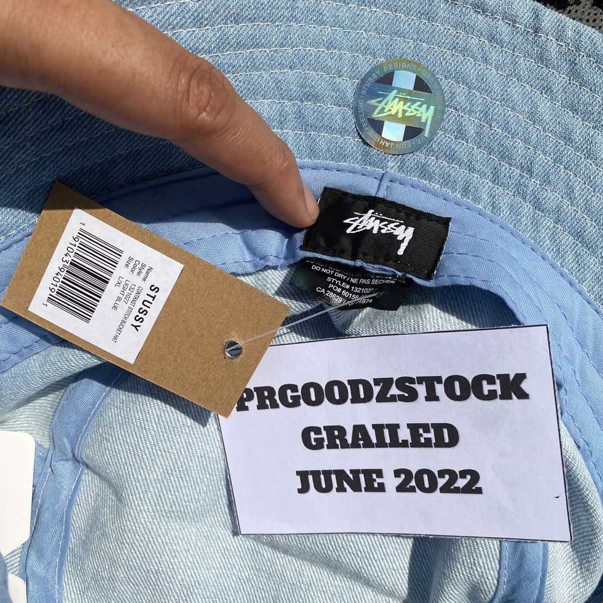 Vintage STUSSY BUCKET HAT CONTRAST STITCH LIGHT BLUE Size ONE SIZE - 3 Thumbnail