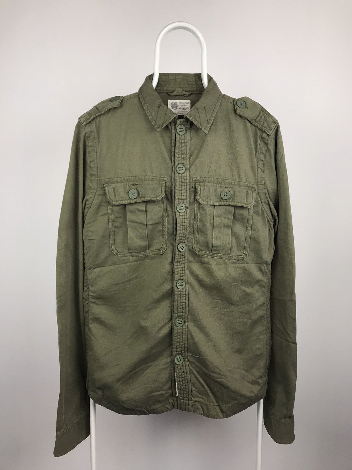 Superdry × Vintage Vintage Superdry Military Khaki Shirt Overshirt Size US L / EU 52-54 / 3 - 1 Thumbnail