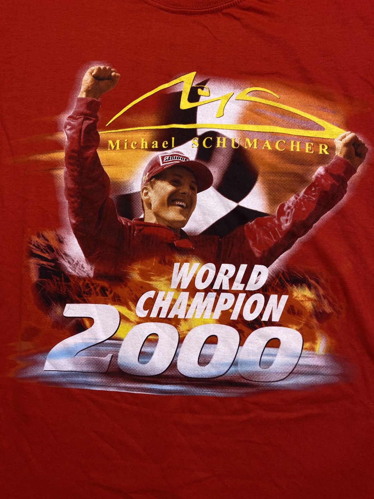 Formula 1 Michael Schumacher 2000 world Champion 1 place photo Tshirt Size US XL / EU 56 / 4 - 2 Thumbnail