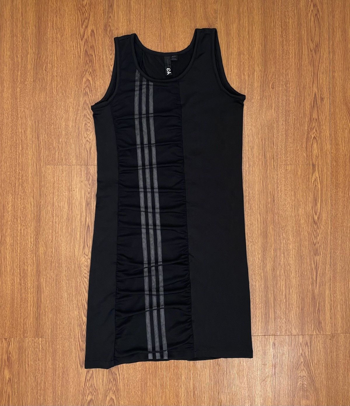 image of Y 3 x Yohji Yamamoto Y-3 Three Striped Black Mini Dress, Women's (Size XS)