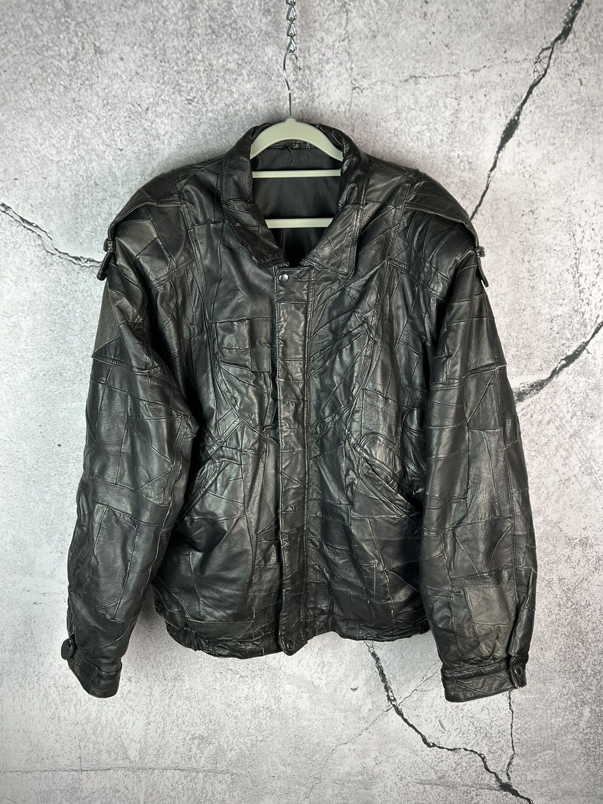 Vintage Vintage avant garde patchwork leather jacket Size US L / EU 52-54 / 3 - 1 Thumbnail