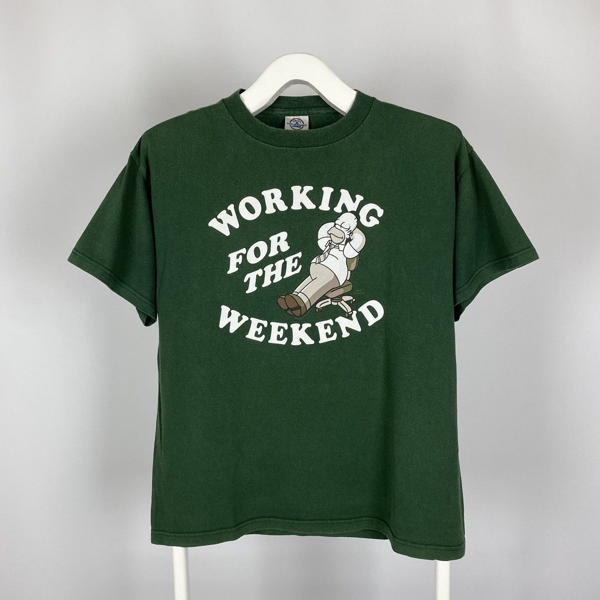 Vintage 2000’s Vintage Simpsons Working For The Weekend Quote Tee Size US M / EU 48-50 / 2 - 1 Thumbnail