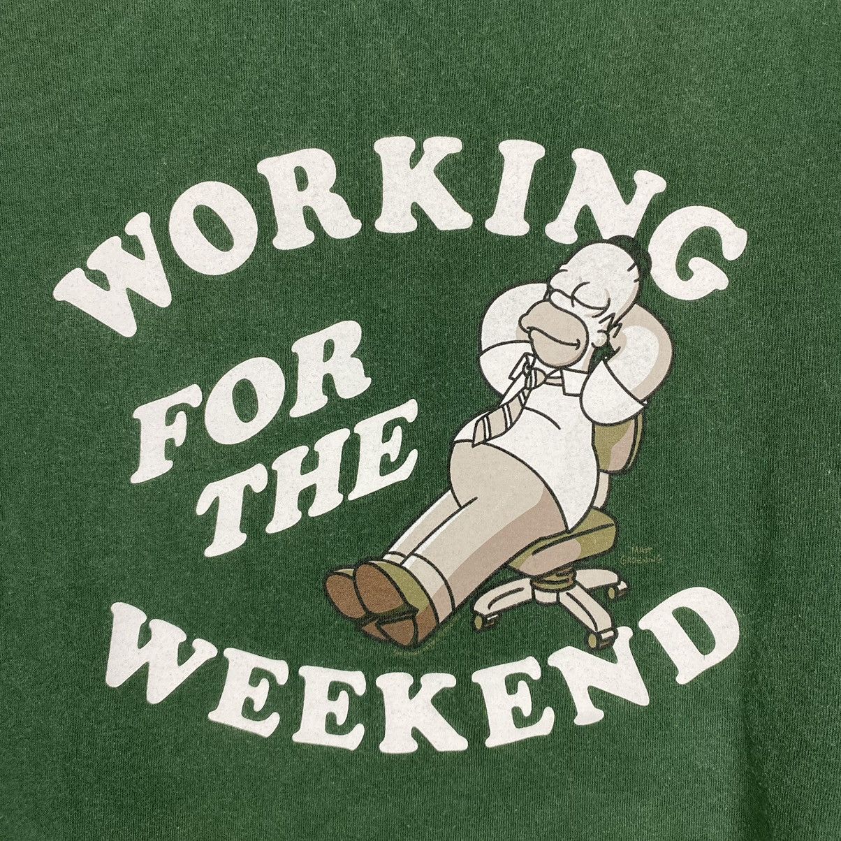 Vintage 2000’s Vintage Simpsons Working For The Weekend Quote Tee Size US M / EU 48-50 / 2 - 4 Thumbnail