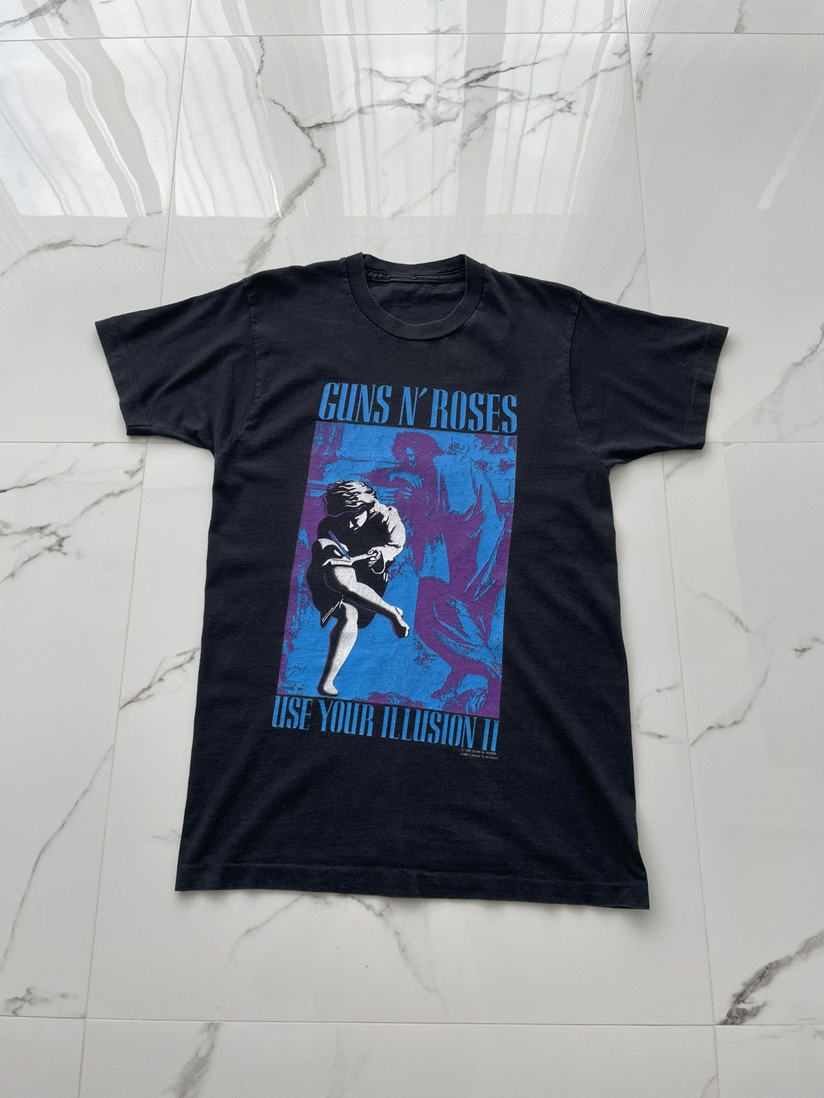 image of Band Tees x Rock T Shirt Vintage 1991 Guns N’ Roses Use Illusion Ll Tee Shirt Size S in Black, Men'