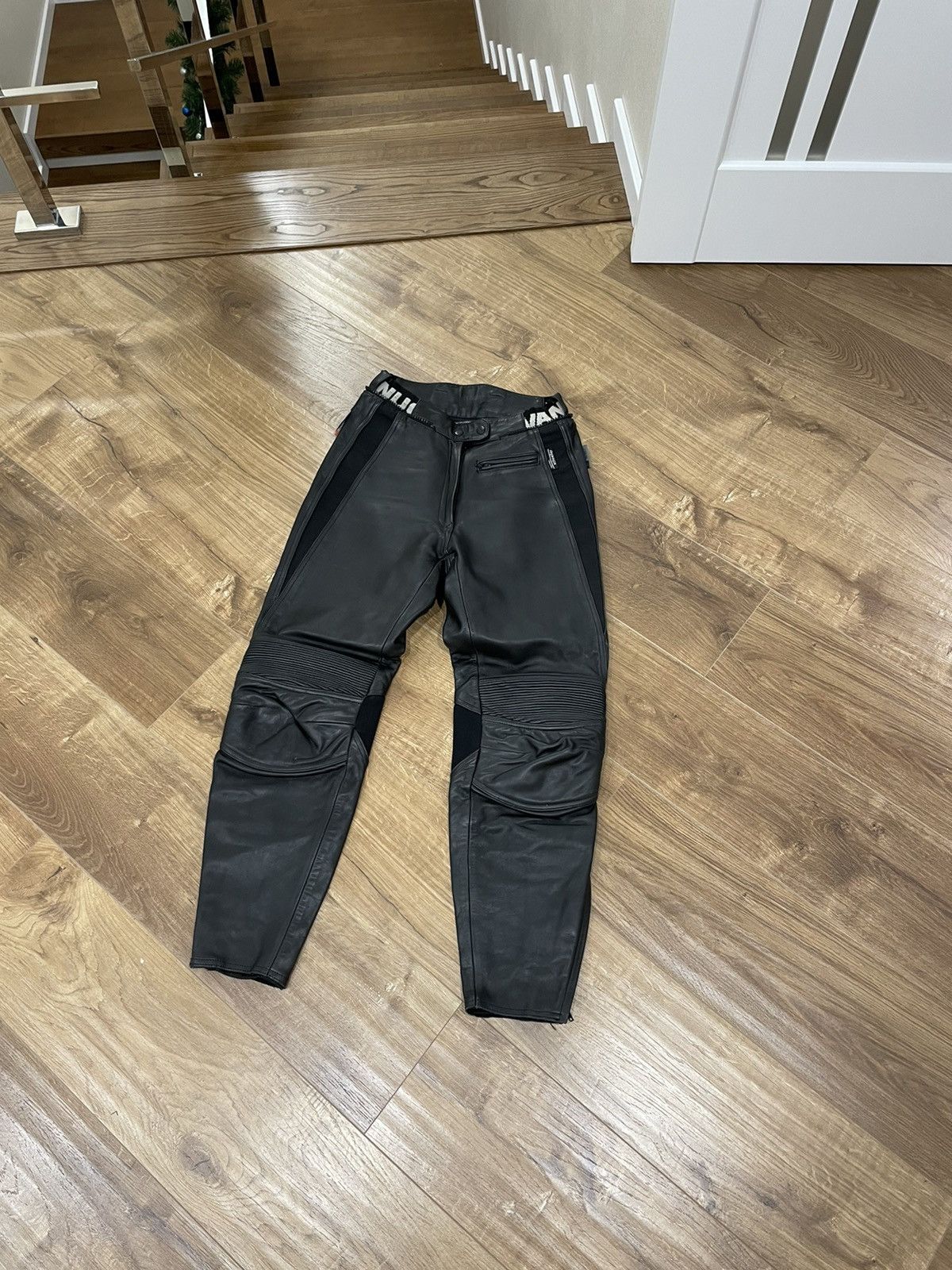 Image of Avant Garde x Genuine Leather Vintage Genuine Leather Black Pants Motorcycle Bike Size: 30, Men's