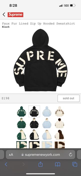 Supreme Supreme faux fur lined zip up hooded sweatshirt | Grailed