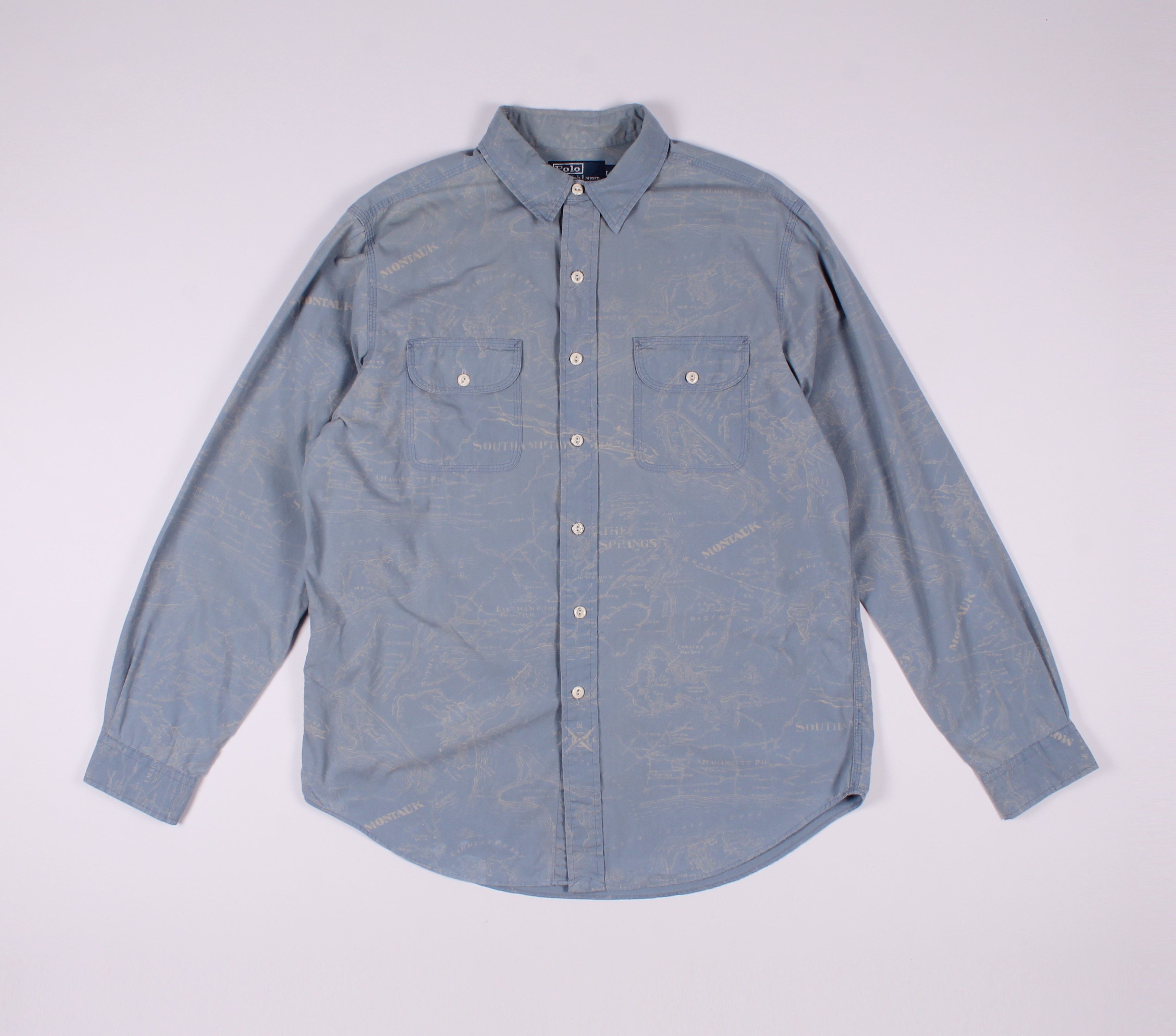 Polo Ralph Lauren × Ralph Lauren Vintage Polo Ralph Lauren Map Printed Button Up Shirt Size US L / EU 52-54 / 3 - 1 Thumbnail