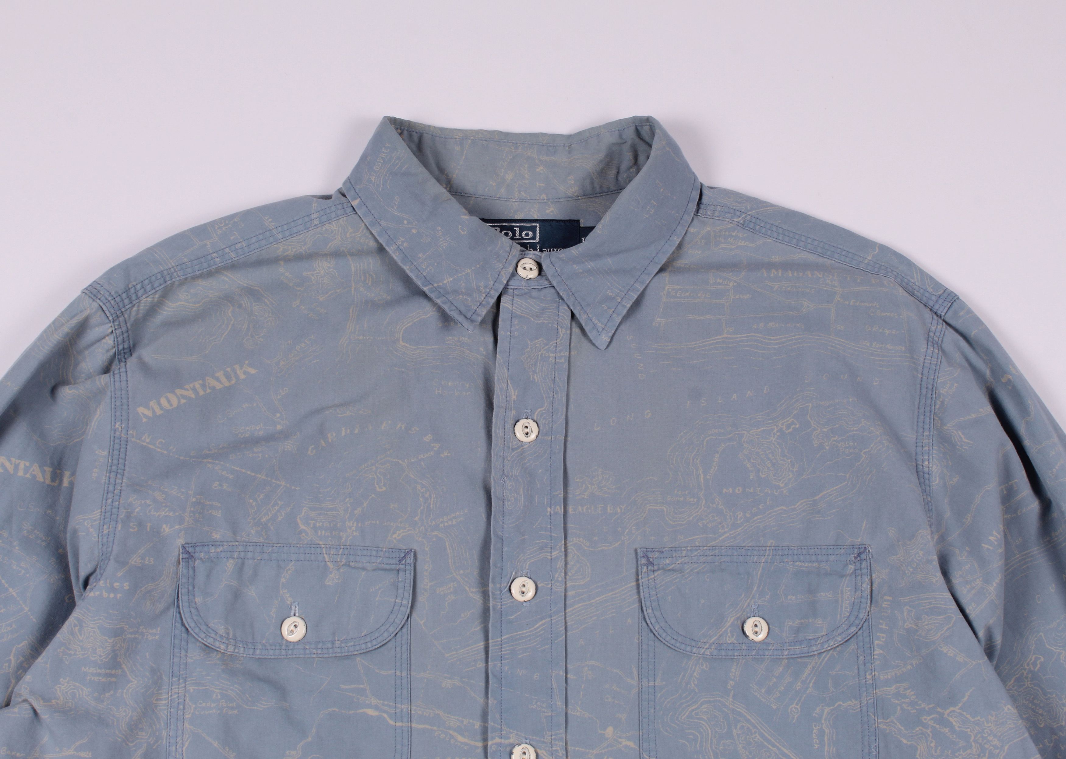 Polo Ralph Lauren × Ralph Lauren Vintage Polo Ralph Lauren Map Printed Button Up Shirt Size US L / EU 52-54 / 3 - 2 Thumbnail