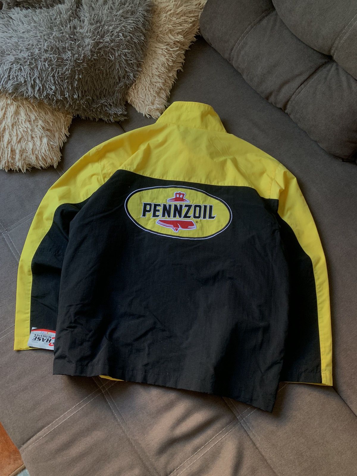image of Pennzoil Vintage Racing Jacket Steve Park 1 Nascar in Yellow, Men's (Size XL)