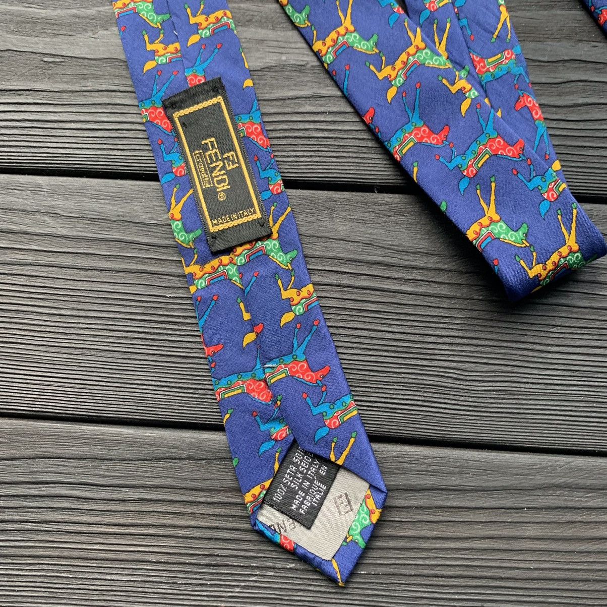 Fendi Vintage Fendi Cravatte/Tie Silk Horses Blue Size ONE SIZE - 6 Thumbnail