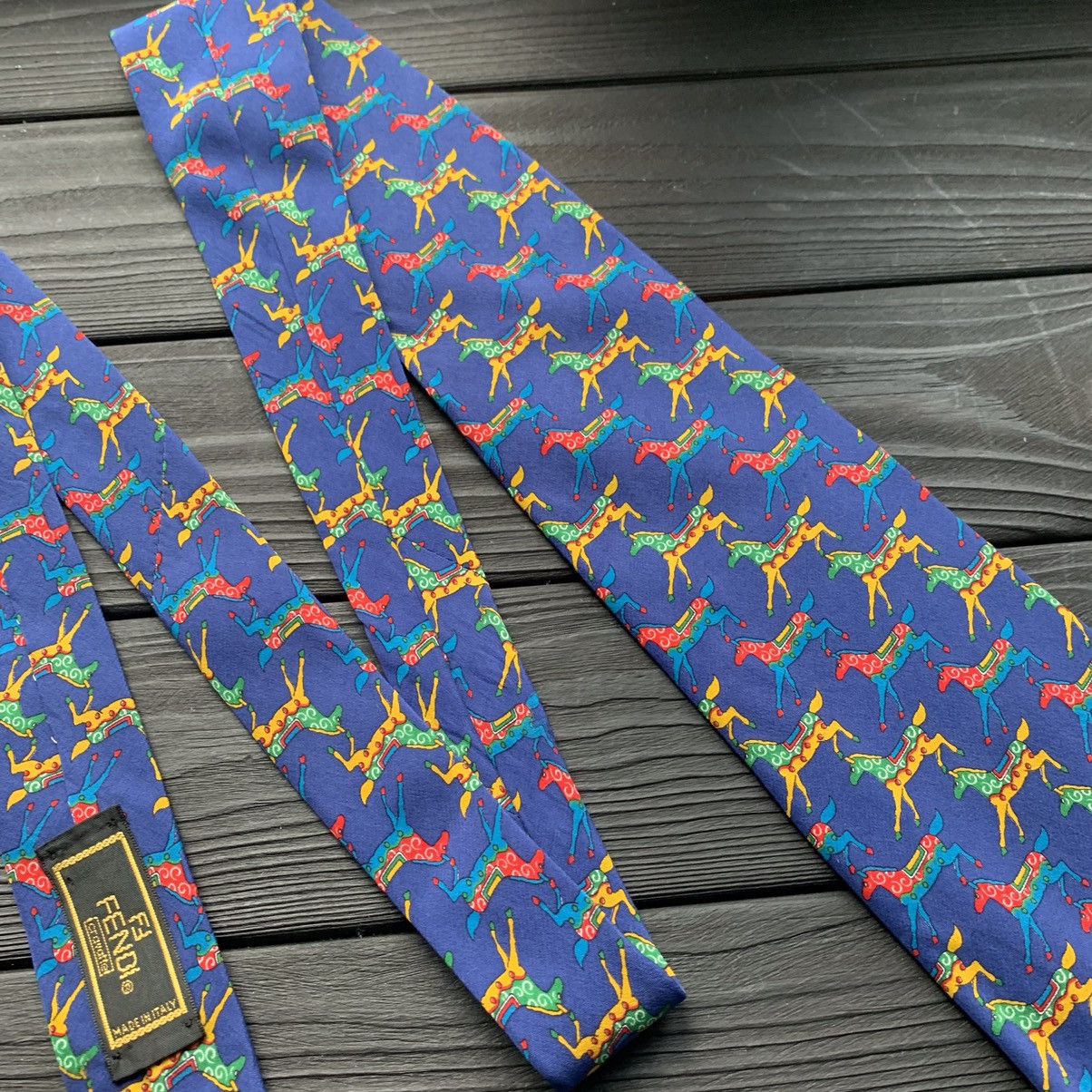 Fendi Vintage Fendi Cravatte/Tie Silk Horses Blue Size ONE SIZE - 7 Thumbnail