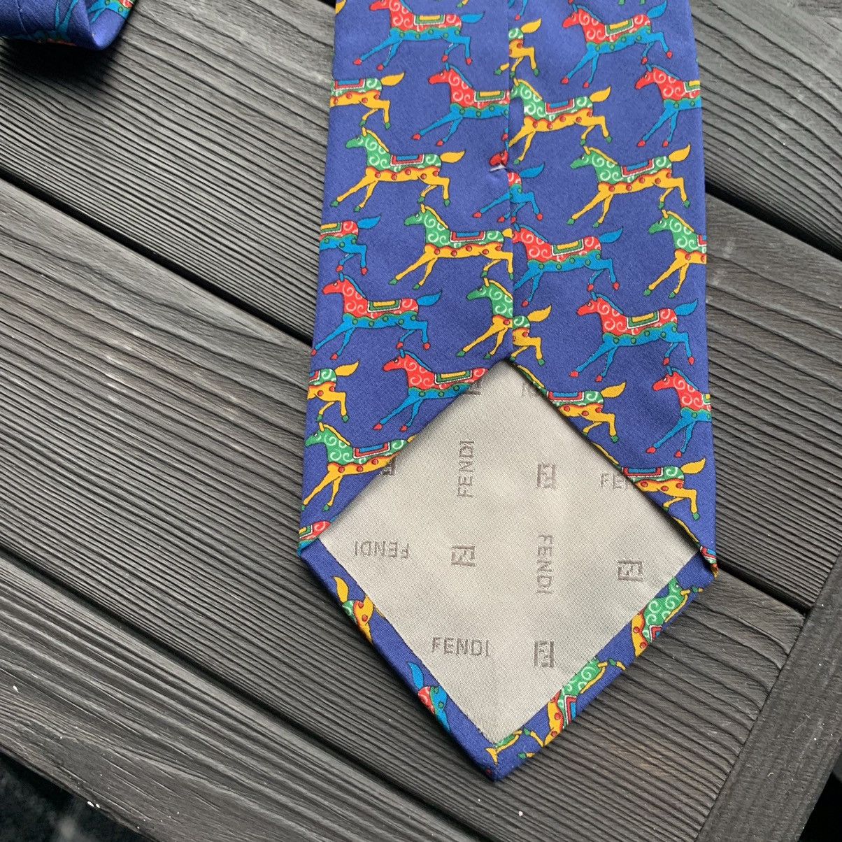 Fendi Vintage Fendi Cravatte/Tie Silk Horses Blue Size ONE SIZE - 3 Thumbnail