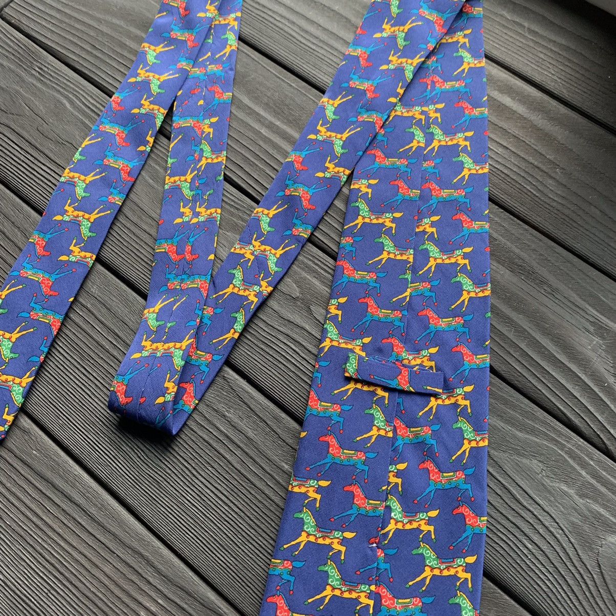 Fendi Vintage Fendi Cravatte/Tie Silk Horses Blue Size ONE SIZE - 4 Thumbnail
