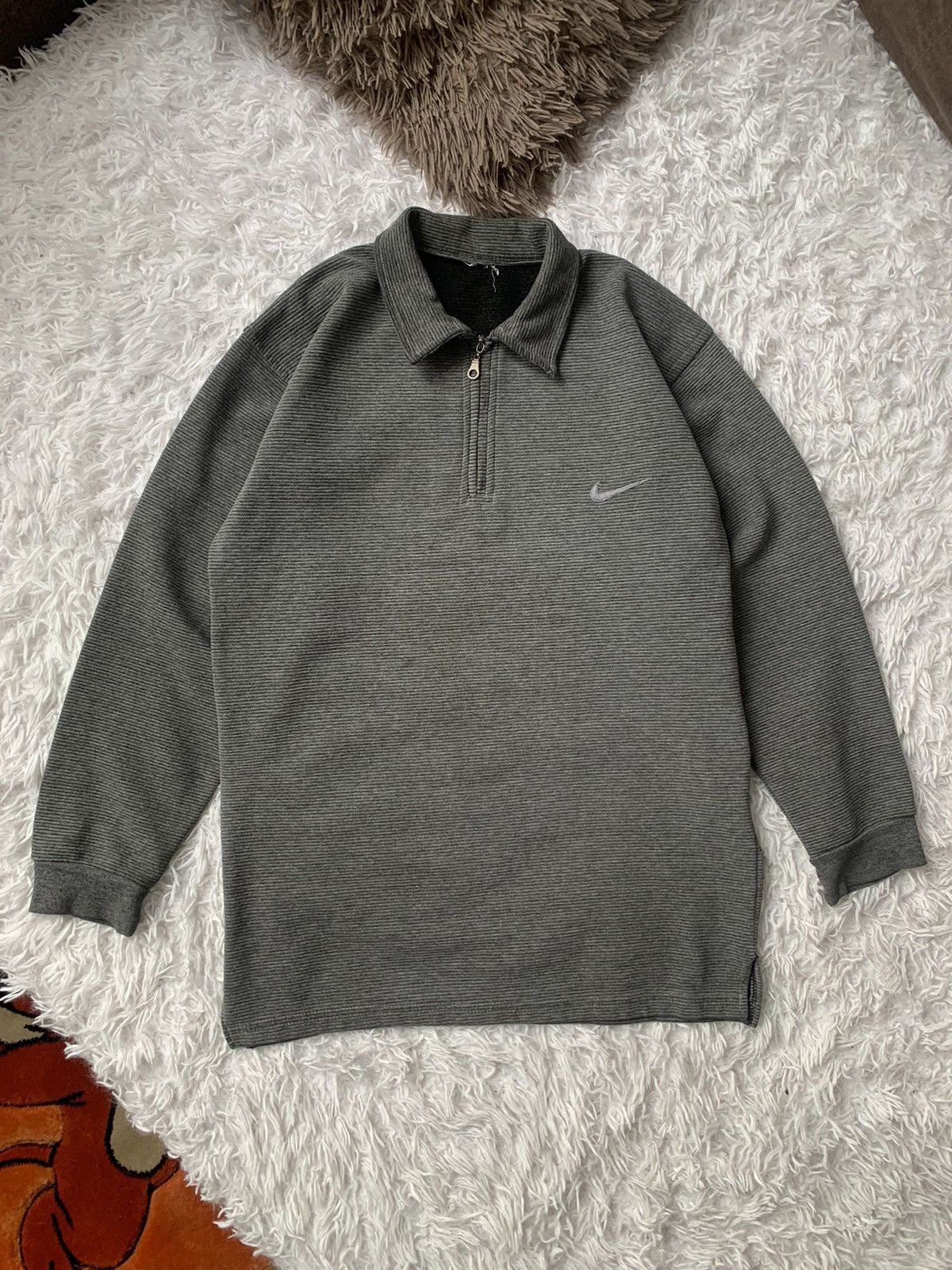 Nike Vintage 90s Nike Swoosh 1/4 Zip Up Sweatshirt Size US S / EU 44-46 / 1 - 1 Thumbnail