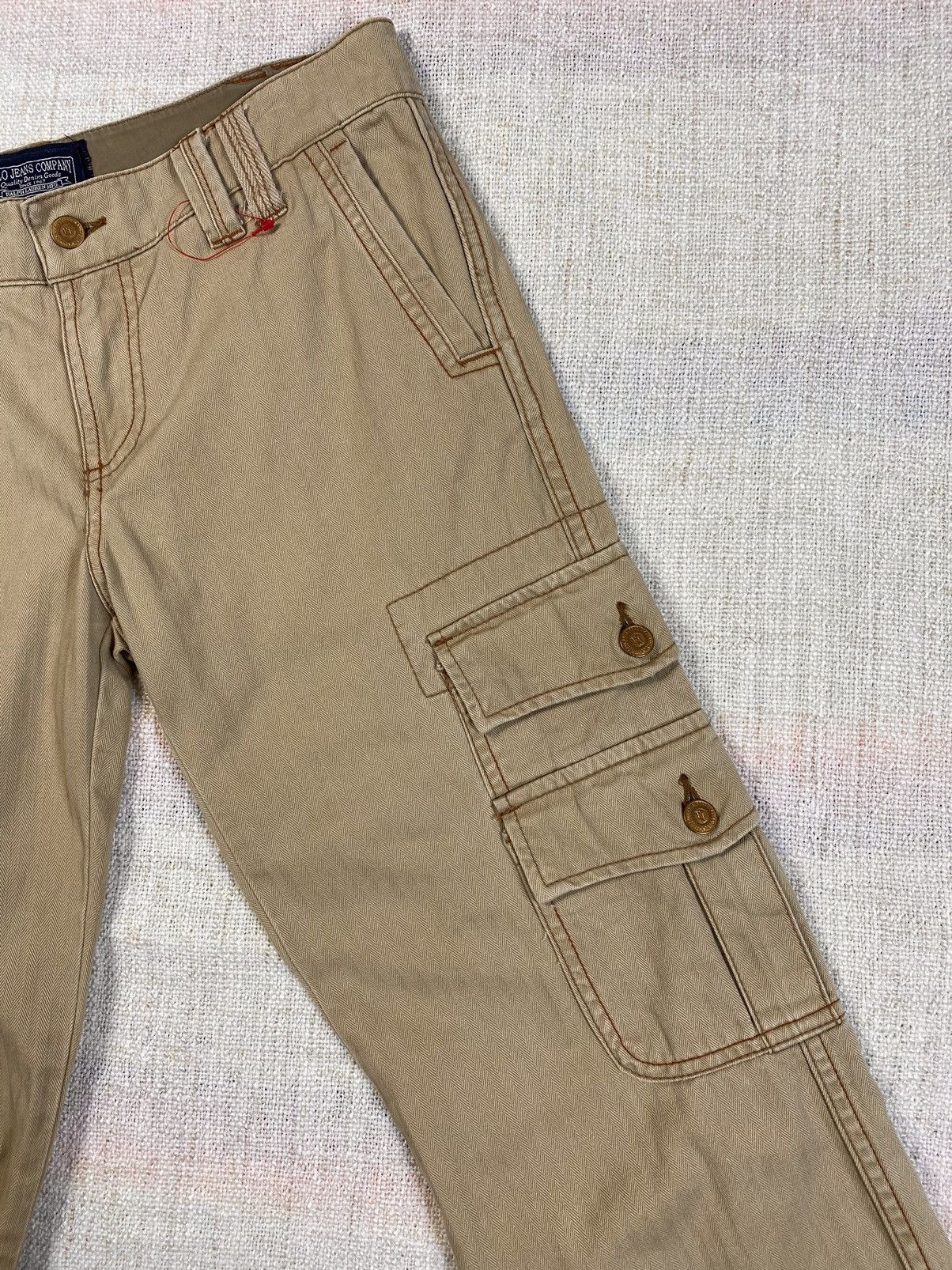 Vintage Herringbone Twill Cargo By Polo Ralph Lauren Size US 30 / EU 46 - 9 Thumbnail