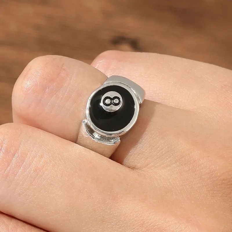 Jewelry Silver 8 Ball Ring Size ONE SIZE - 1 Thumbnail