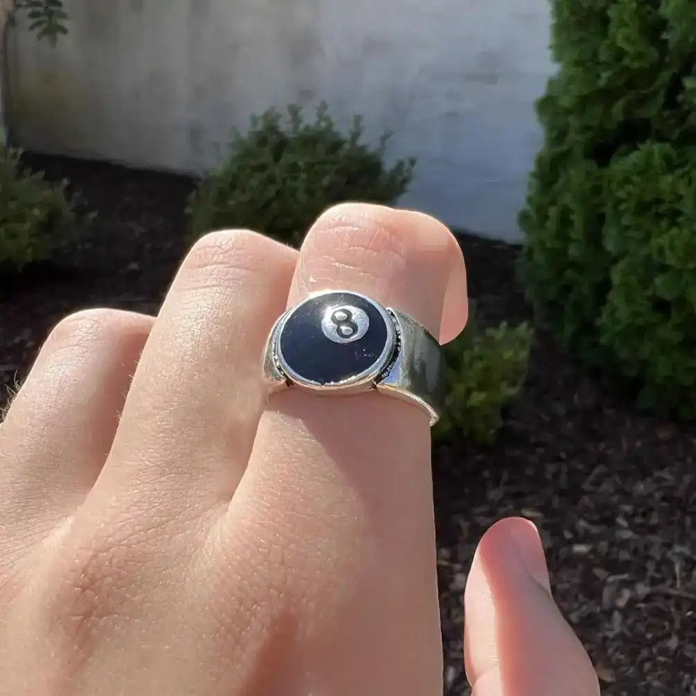 Jewelry Silver 8 Ball Ring Size ONE SIZE - 4 Thumbnail