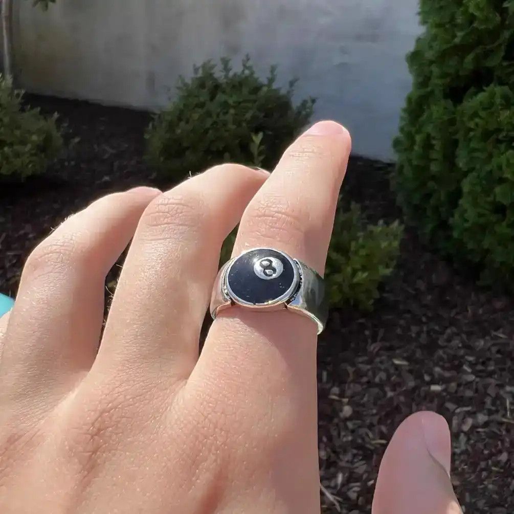 Jewelry Silver 8 Ball Ring Size ONE SIZE - 6 Thumbnail