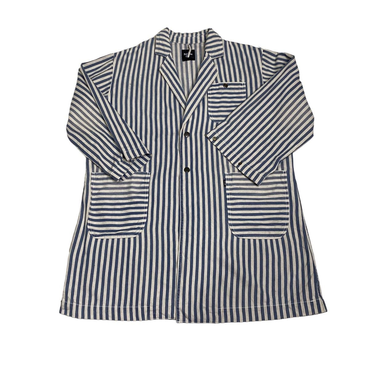 Indigo × Issey Miyake × Ne-Net Issey Miyake Ne-net stripe indigo dye oversize jacket Size US M / EU 48-50 / 2 - 8 Thumbnail