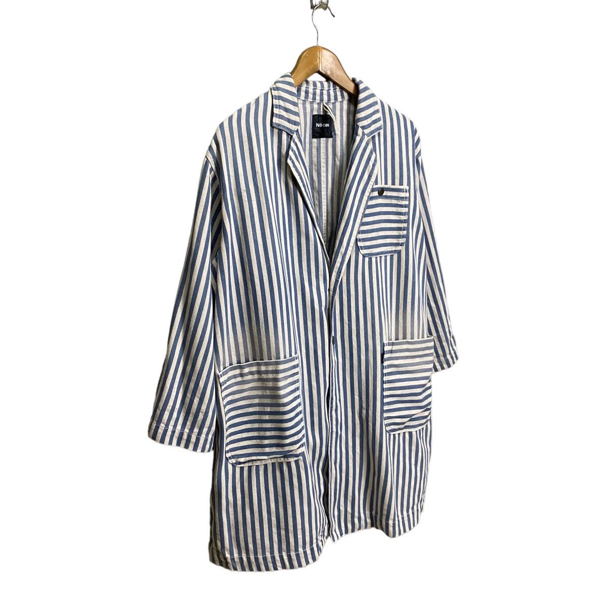 Indigo × Issey Miyake × Ne-Net Issey Miyake Ne-net stripe indigo dye oversize jacket Size US M / EU 48-50 / 2 - 2 Thumbnail