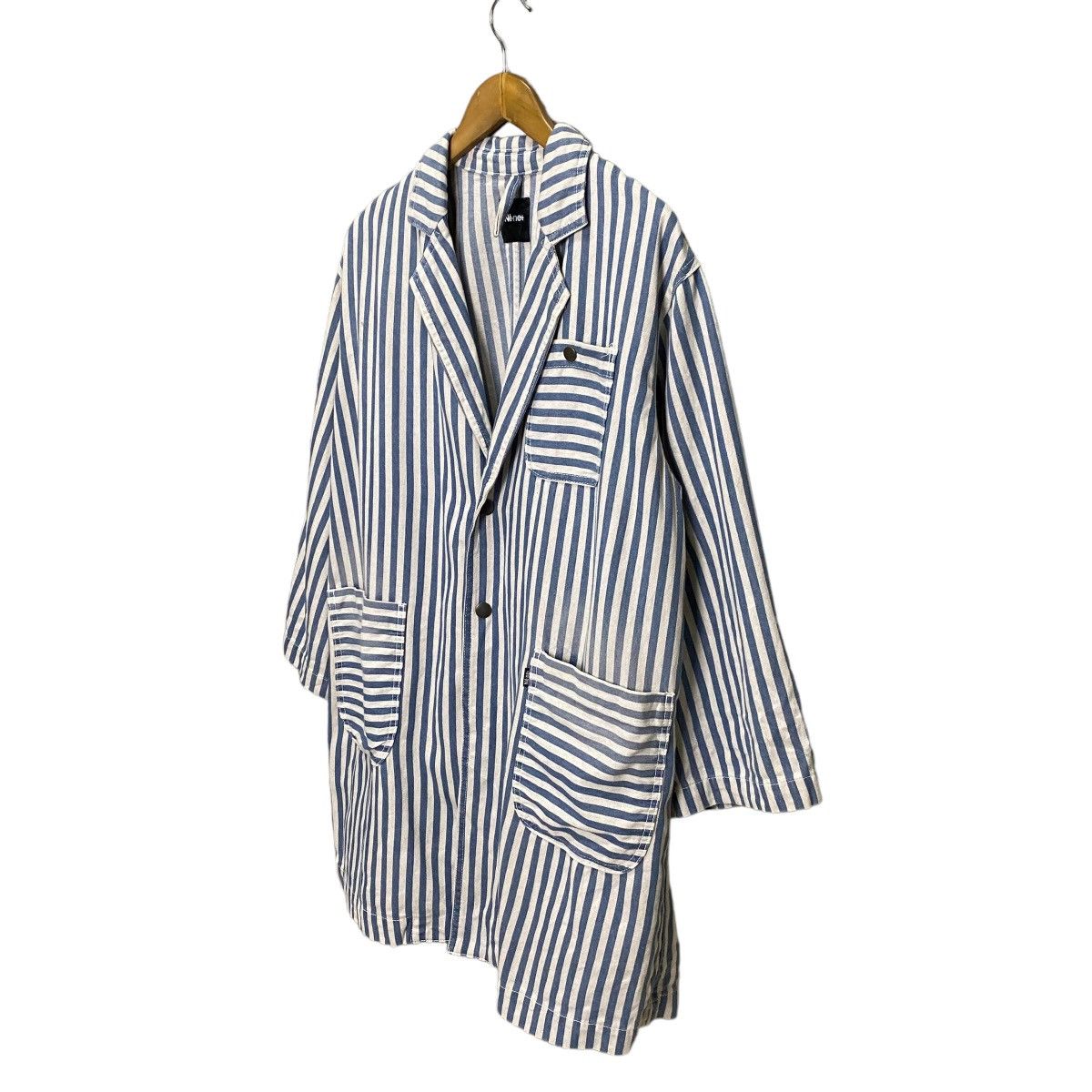 Indigo × Issey Miyake × Ne-Net Issey Miyake Ne-net stripe indigo dye oversize jacket Size US M / EU 48-50 / 2 - 3 Thumbnail