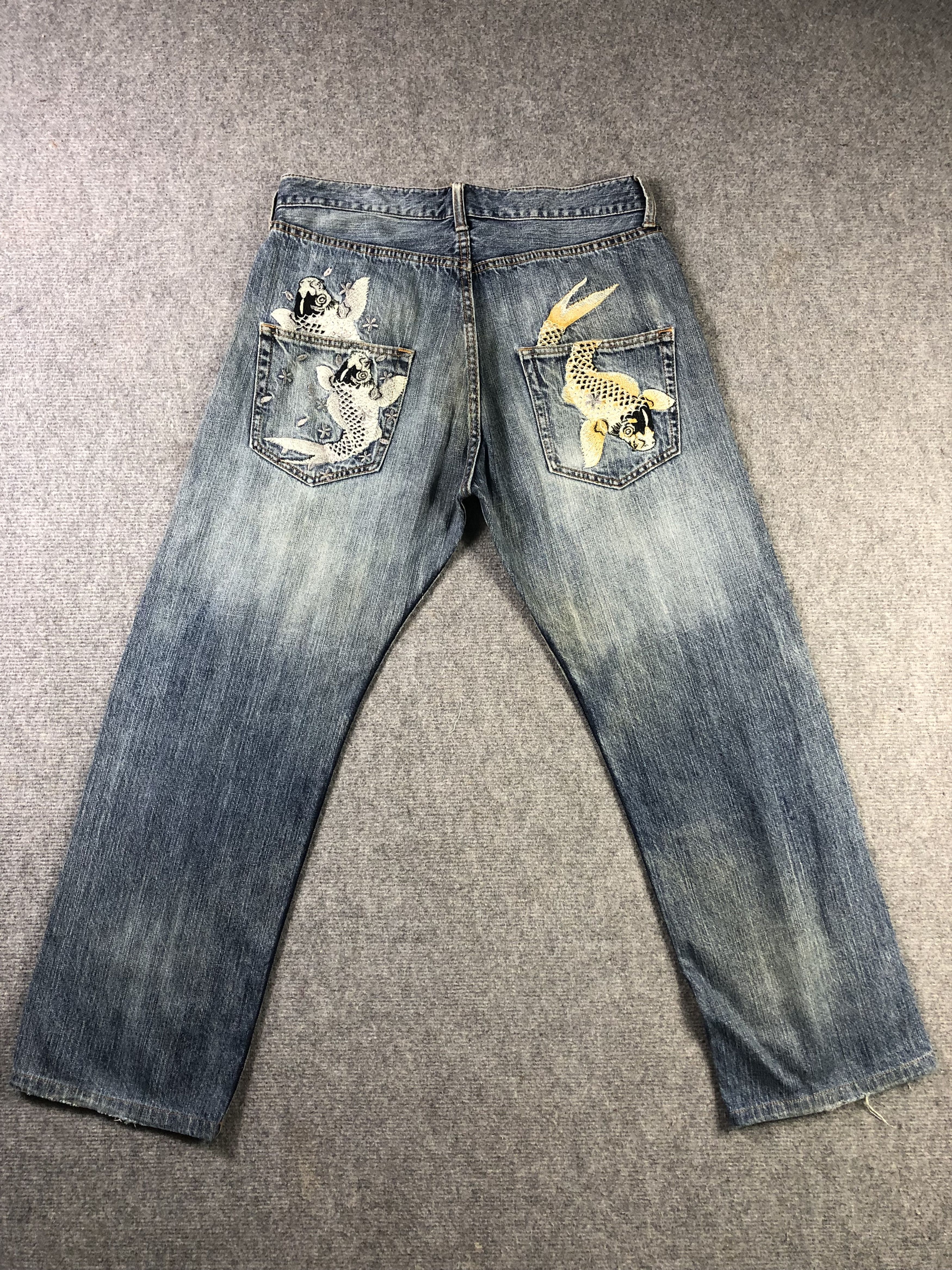 Other Wash Blue Sukajan Jeans 34x27.5 Size US 34 / EU 50 - 15 Thumbnail