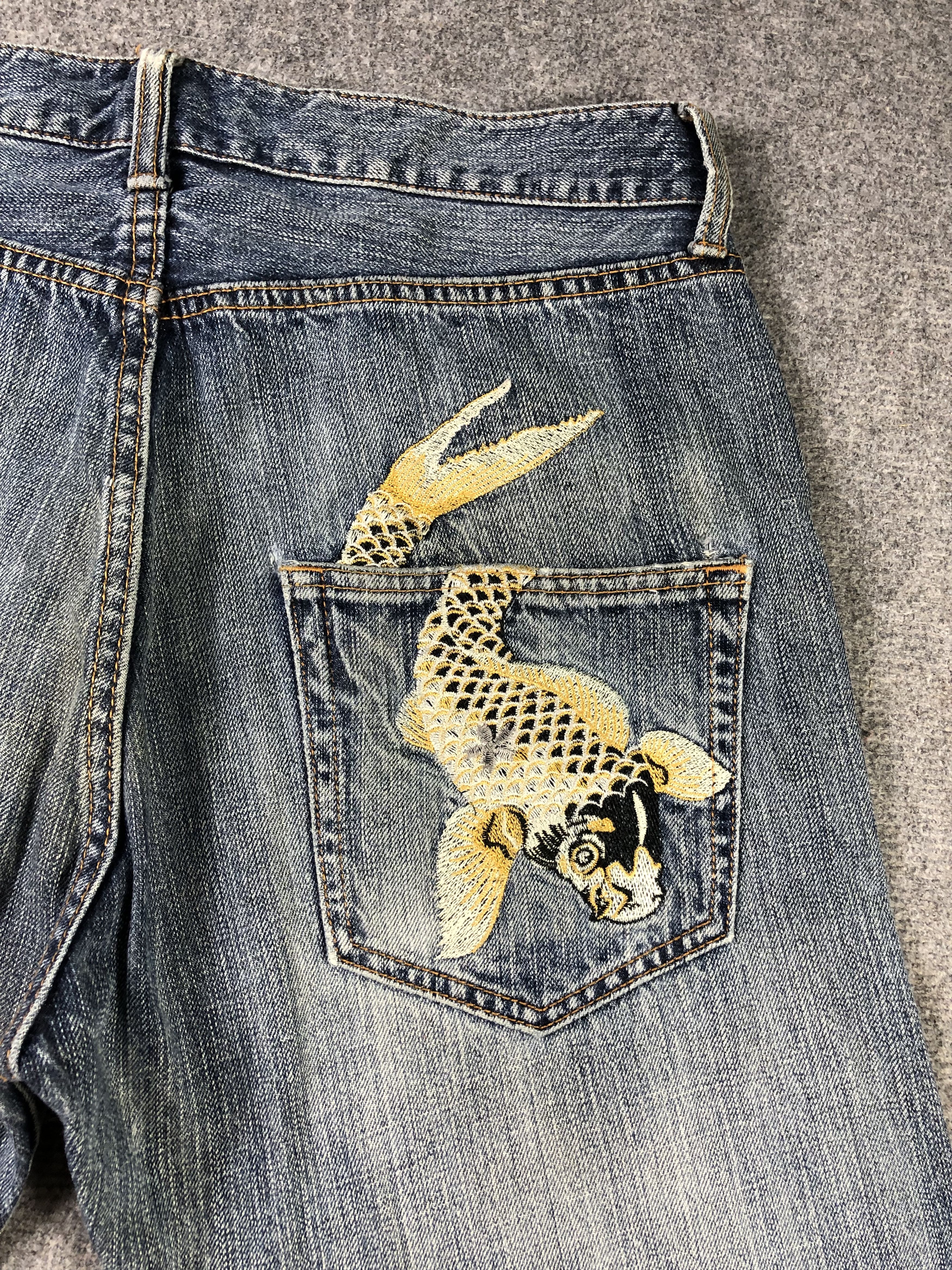 Other Wash Blue Sukajan Jeans 34x27.5 Size US 34 / EU 50 - 13 Thumbnail