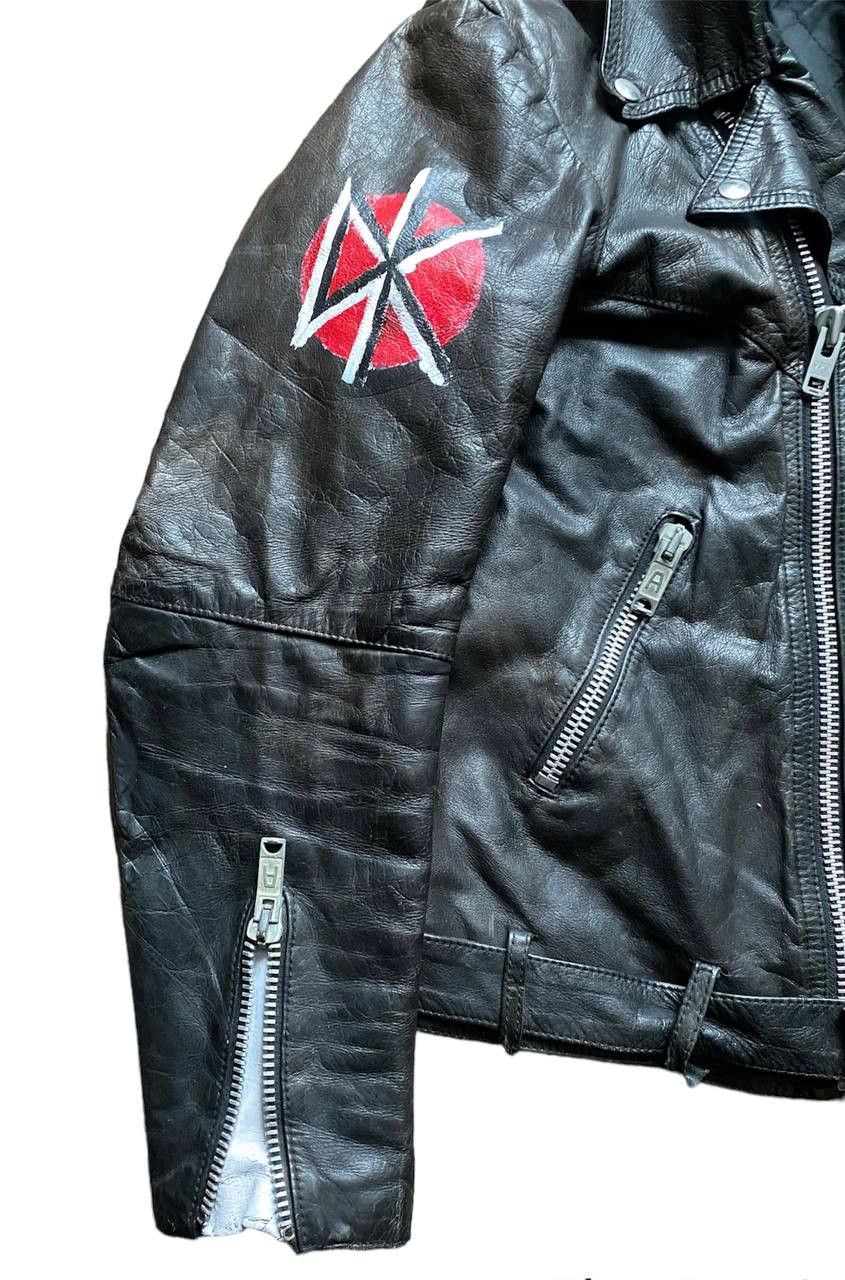 True Punk Customised Distressed Vintage Leather Jacket 1980s