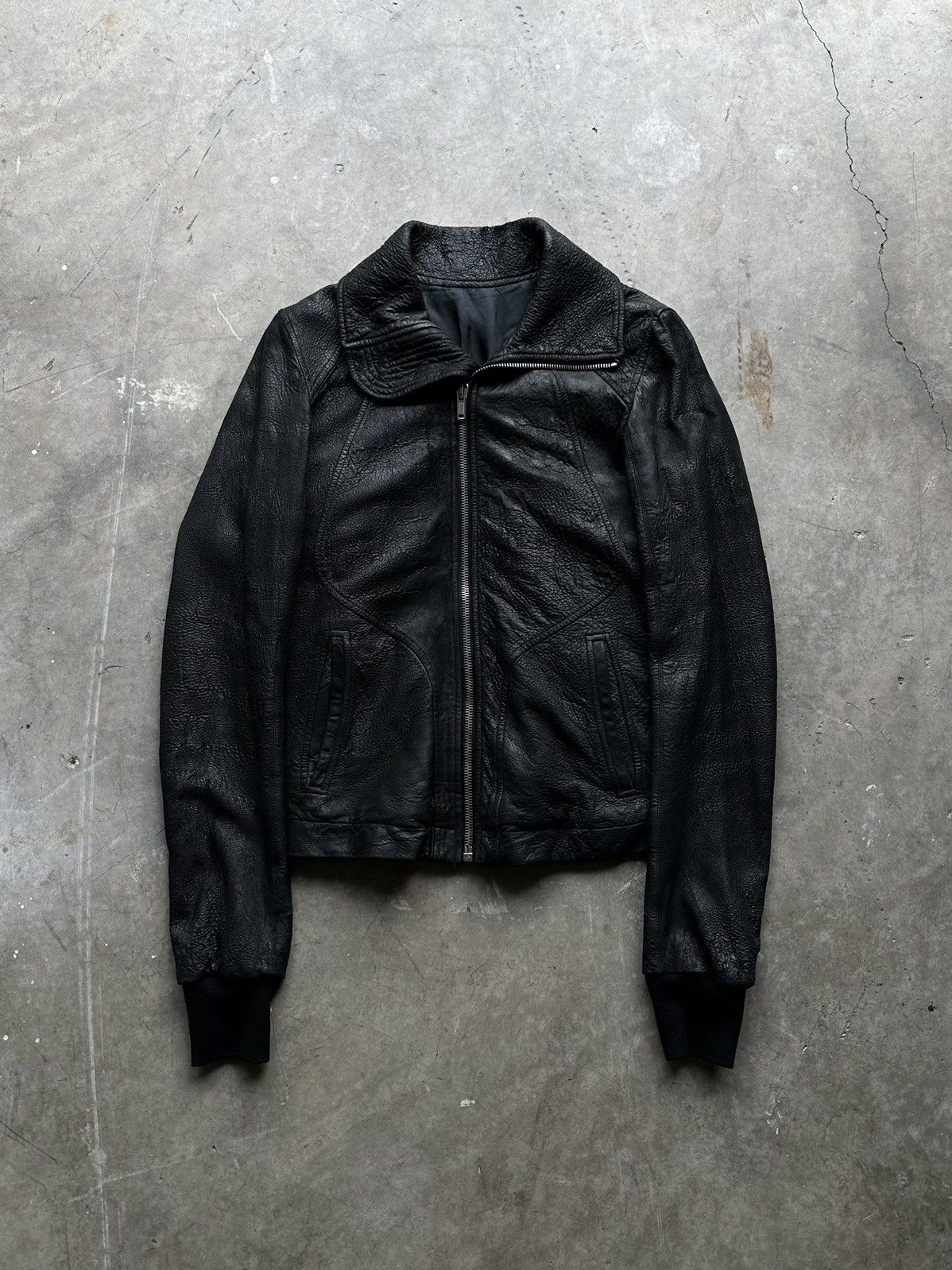 Pre-owned Rick Owens Lambskin Leather Jacket In Black