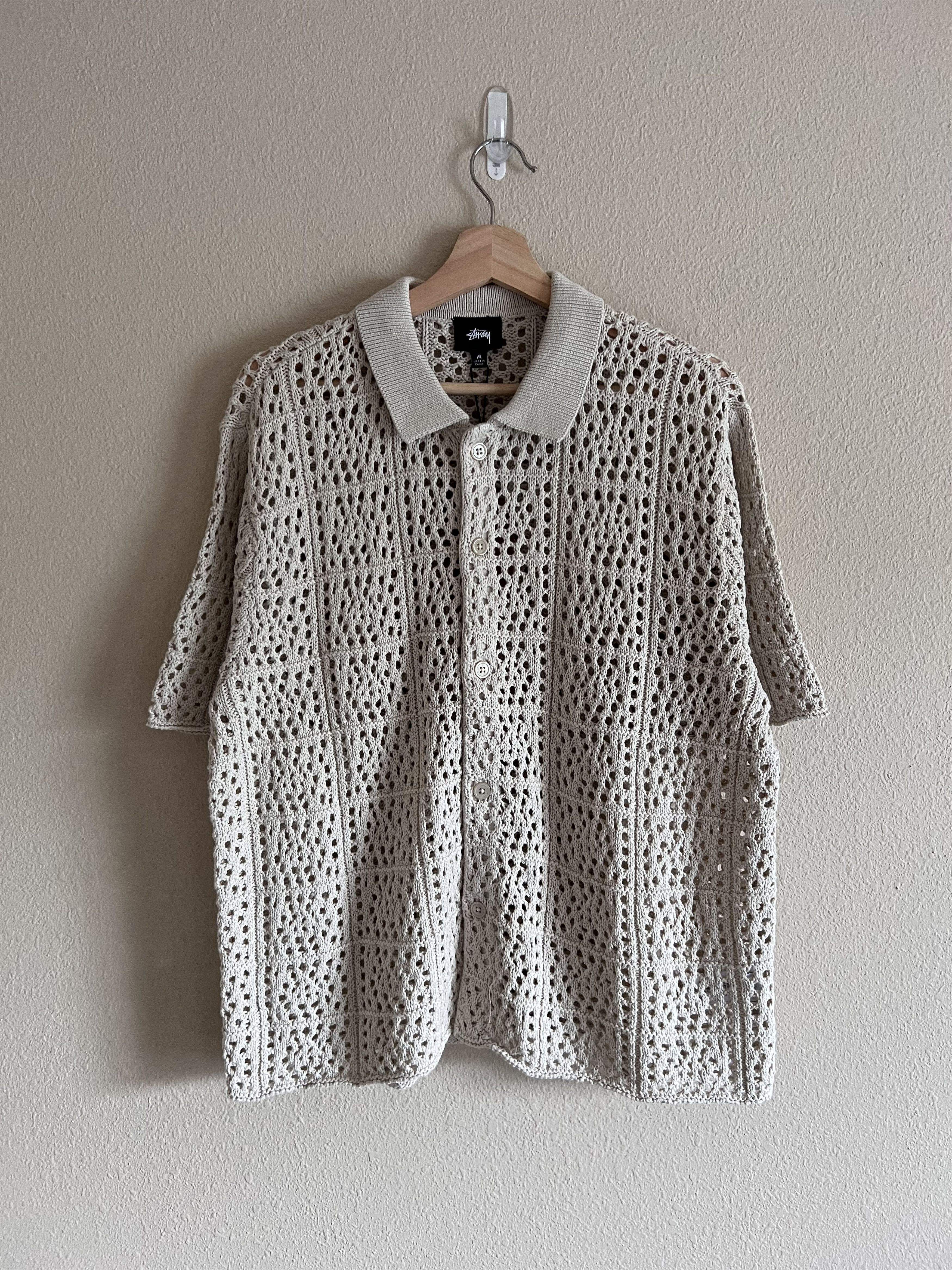 image of Stussy Crochet Shirt In Natural, Men's (Size XS)