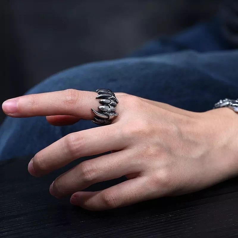 Jewelry Cool Gothic Unique Beast Teeth Stainless Steel Ring Size ONE SIZE - 5 Thumbnail