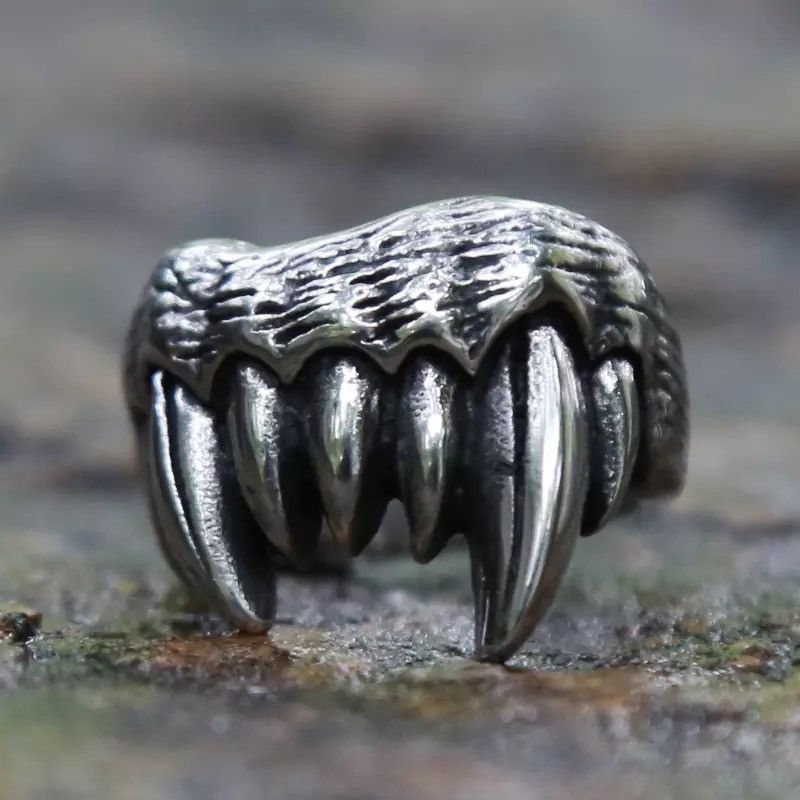 Jewelry Cool Gothic Unique Beast Teeth Stainless Steel Ring Size ONE SIZE - 2 Thumbnail