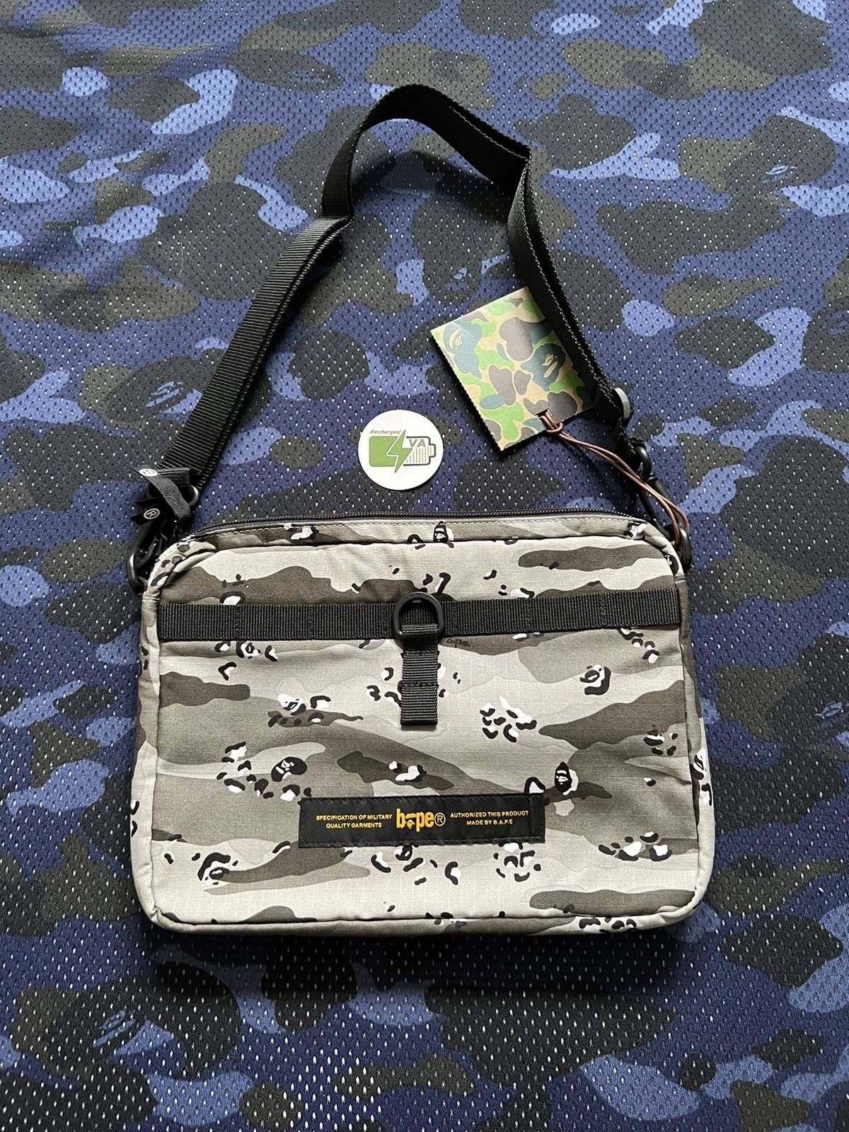 image of Bape Ss21 A Bathing Ape Black Desert Camo 3 Way Shoulder Bag, Men's
