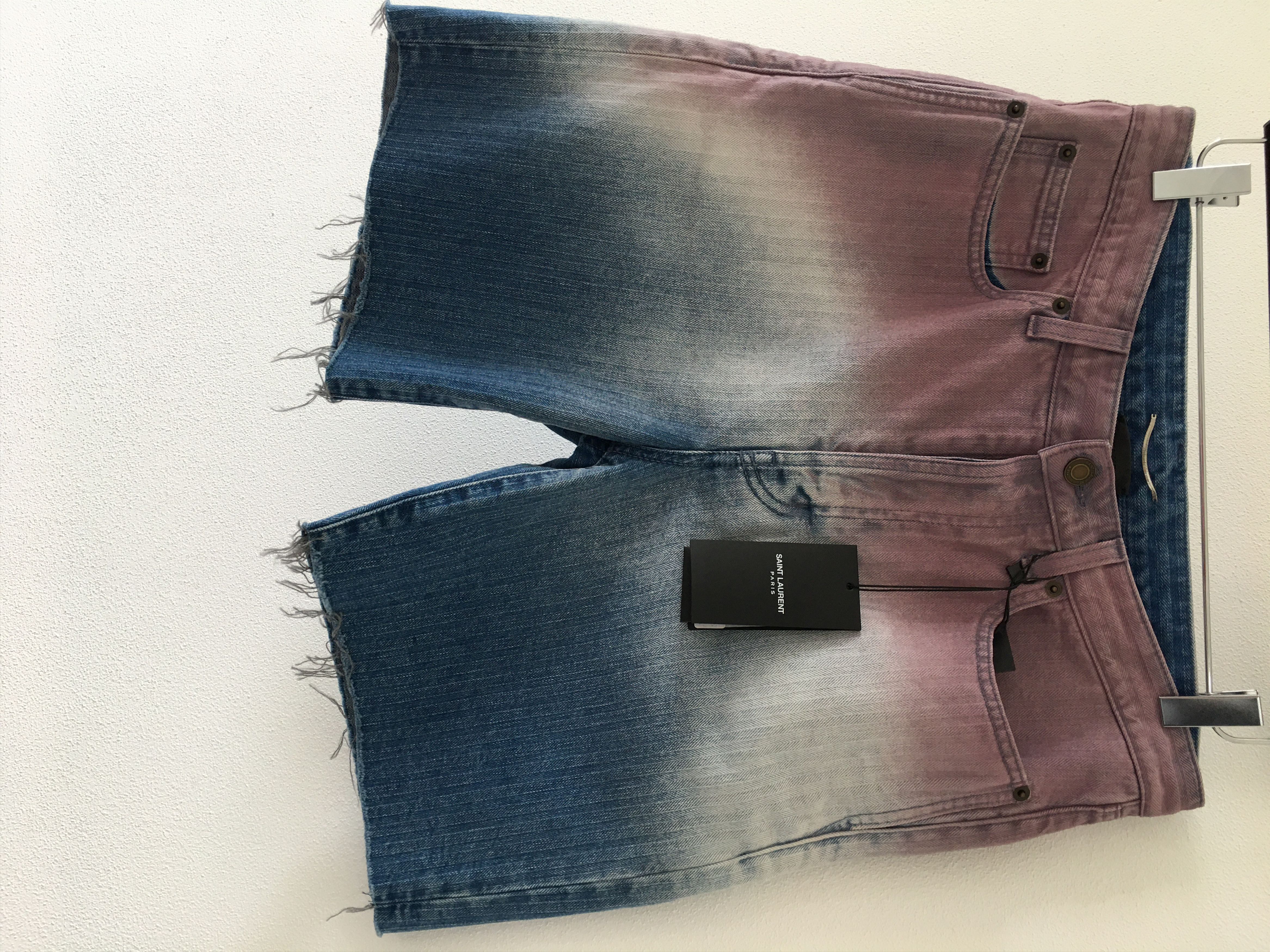 image of Saint Laurent Paris Ss'21 Shorts Degrade Dyed in Blue, Men's (Size 30)