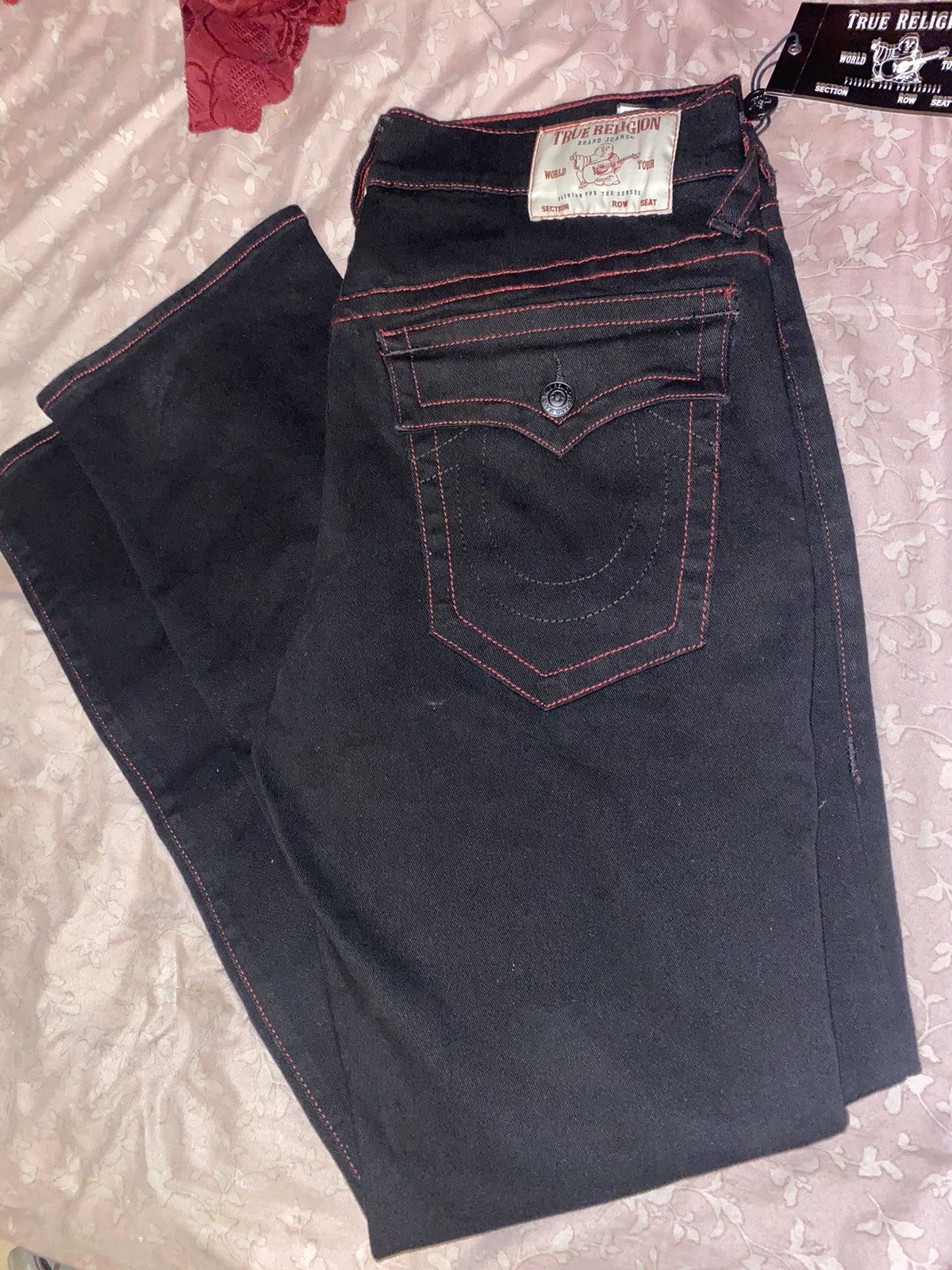 Black with Red stitching Ricky True Religion Jeans