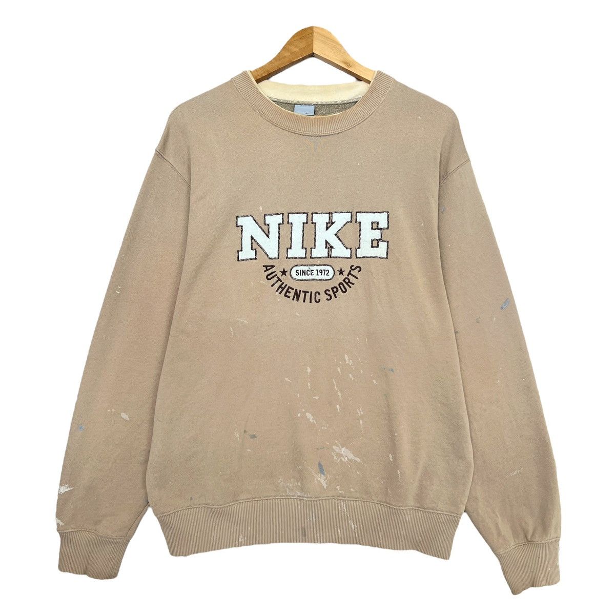 トップス old NIKE Paint/Fadeded Raglan Crew Sweat Vintage Nike Crewneck Sweatshirt Embroidery Logo Grey Color